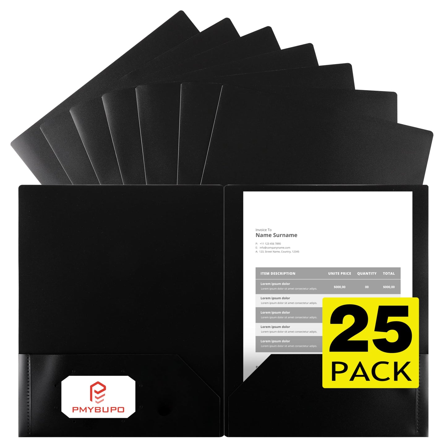 pmybupo 25 Pack Red 2 Pocket Folders Heavy-Duty Plastic Folders with Pockets,8.5x11 Document Folders for School and Office