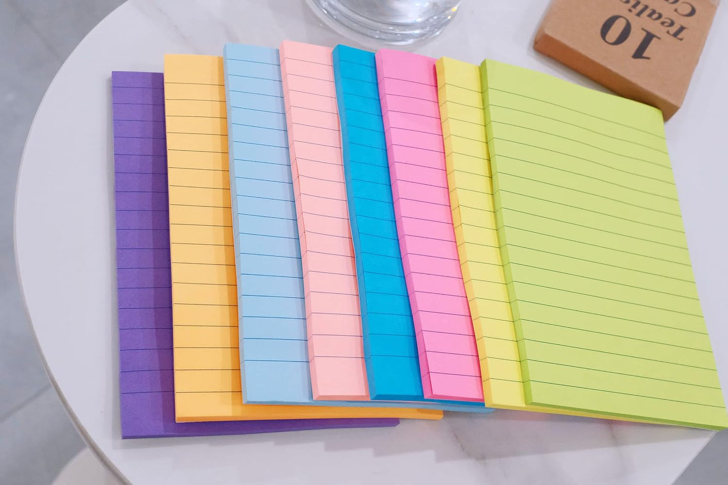 8-Pack Lined Sticky Notes 4x6 in, 8 Bright Colors, Self-Stick Note Pads, Super Sticky, 40 Sheets/Pad, for Office, Home & School
