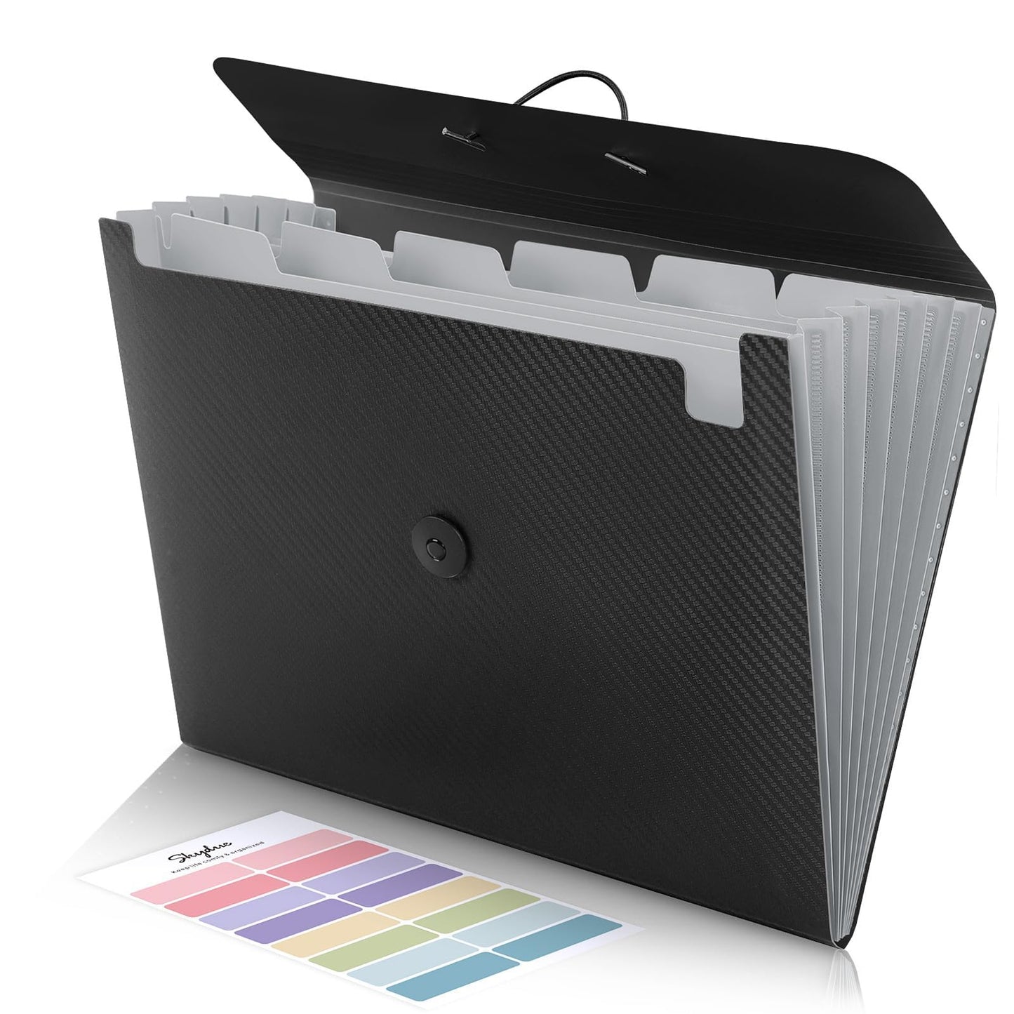 SKYDUE Accordion File Organizer, Expanding File Folder with 7 Pockets, Portable Receipt Paper Bill Document Organizer, Letter/A4 Size Filing Folder School Office Supplies, Black