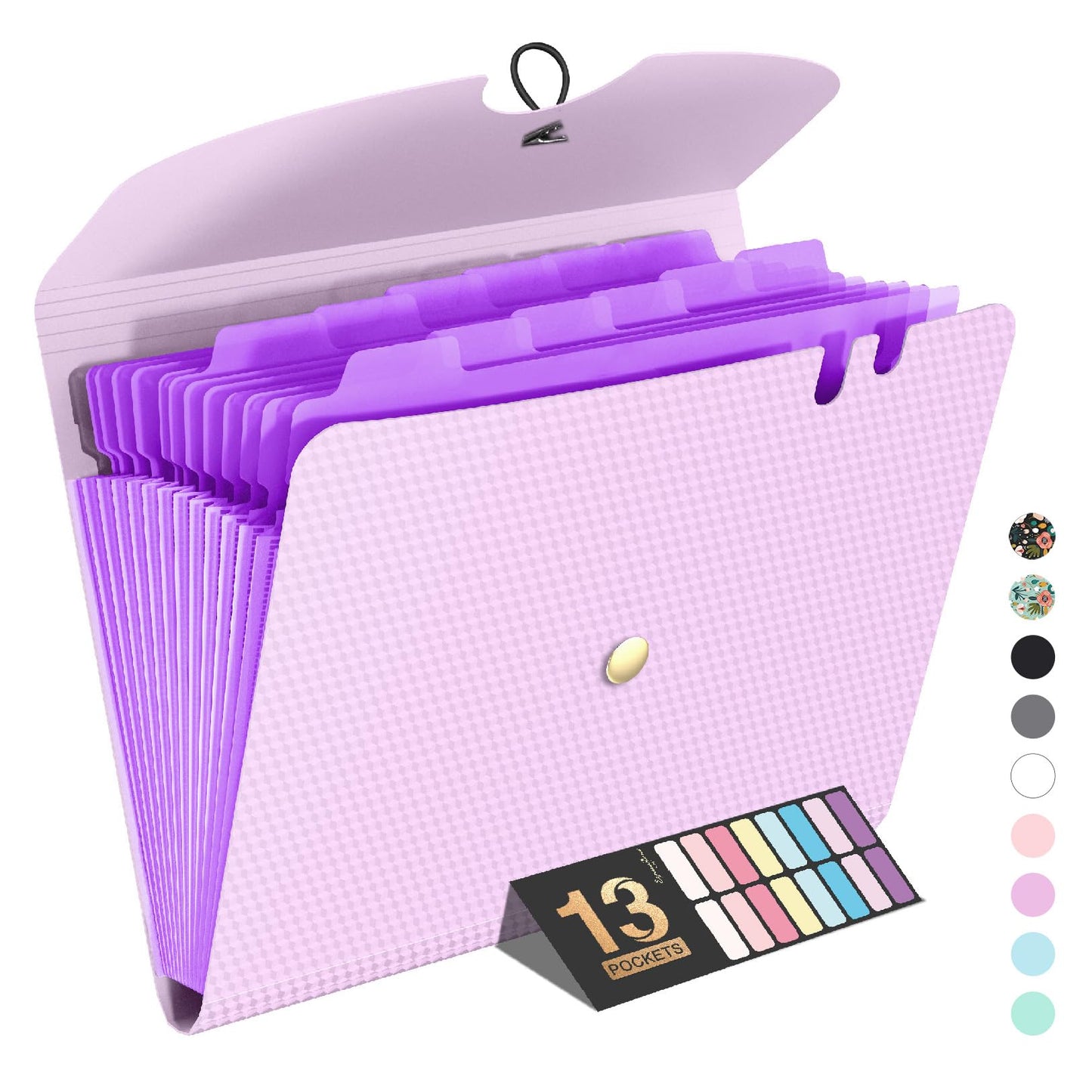 Sooez Expanding File Folders, 13 Pocket Accordion File Organizer, Letter/A4 | Monthly Expandable File Folder for Documents with Labels, Portable Bill Receipt Organizer for School Office Supplies
