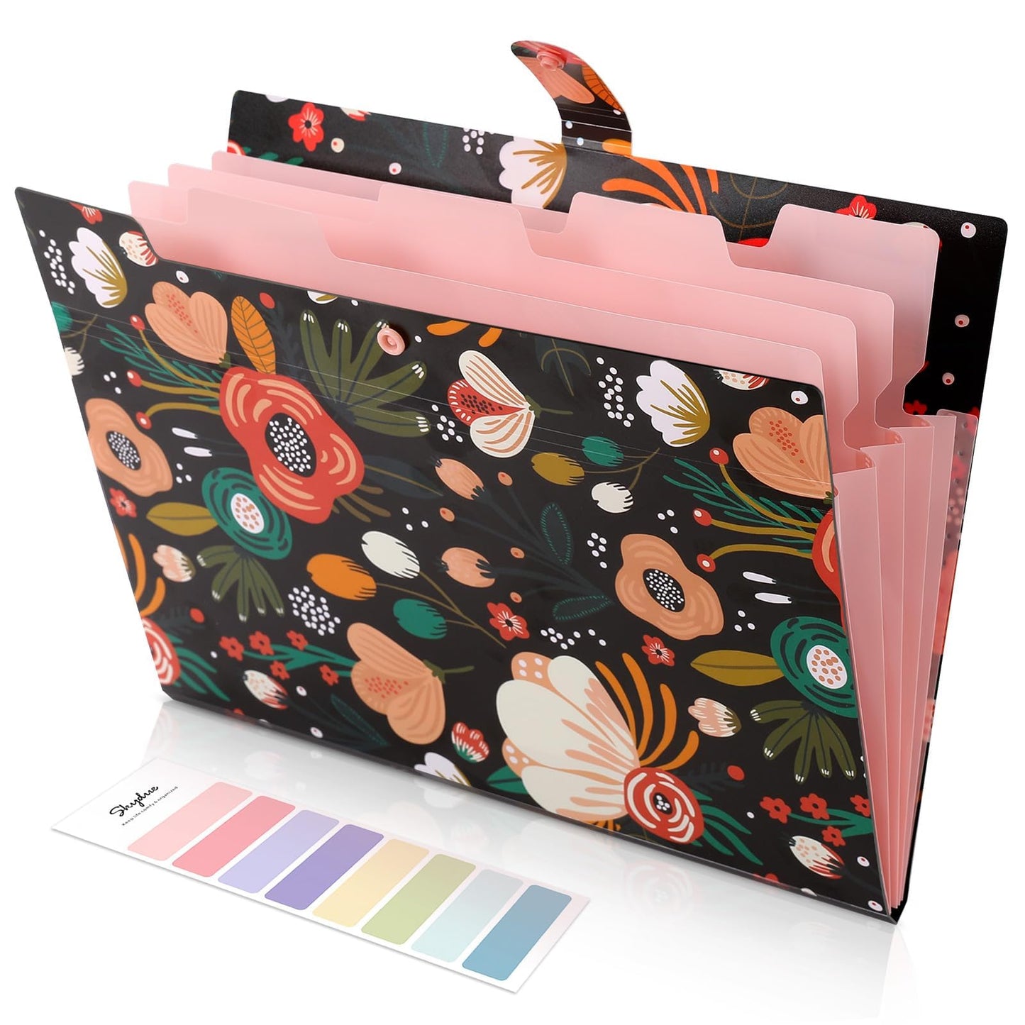 SKYDUE Expanding File Folder with 5 Pockets, Accordion File Organizer, Portable Receipt Paper Documents Organizer, Letter Size Filing Folder School Office Supplies, Apricot