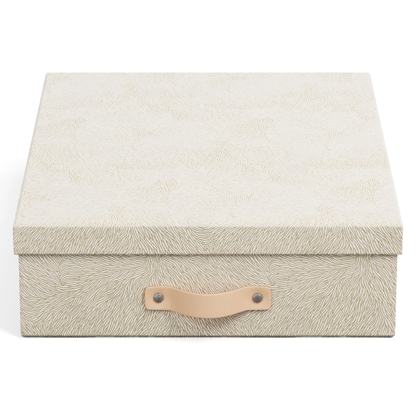 Bigso Oskar Fiberboard Label Frame Document Letter Box - File Organizer Box for Important Paperwork - Durable Document Storage with a Lid & Metal Label Window - 3.3 in x 10.2 in x 13.8 in - White