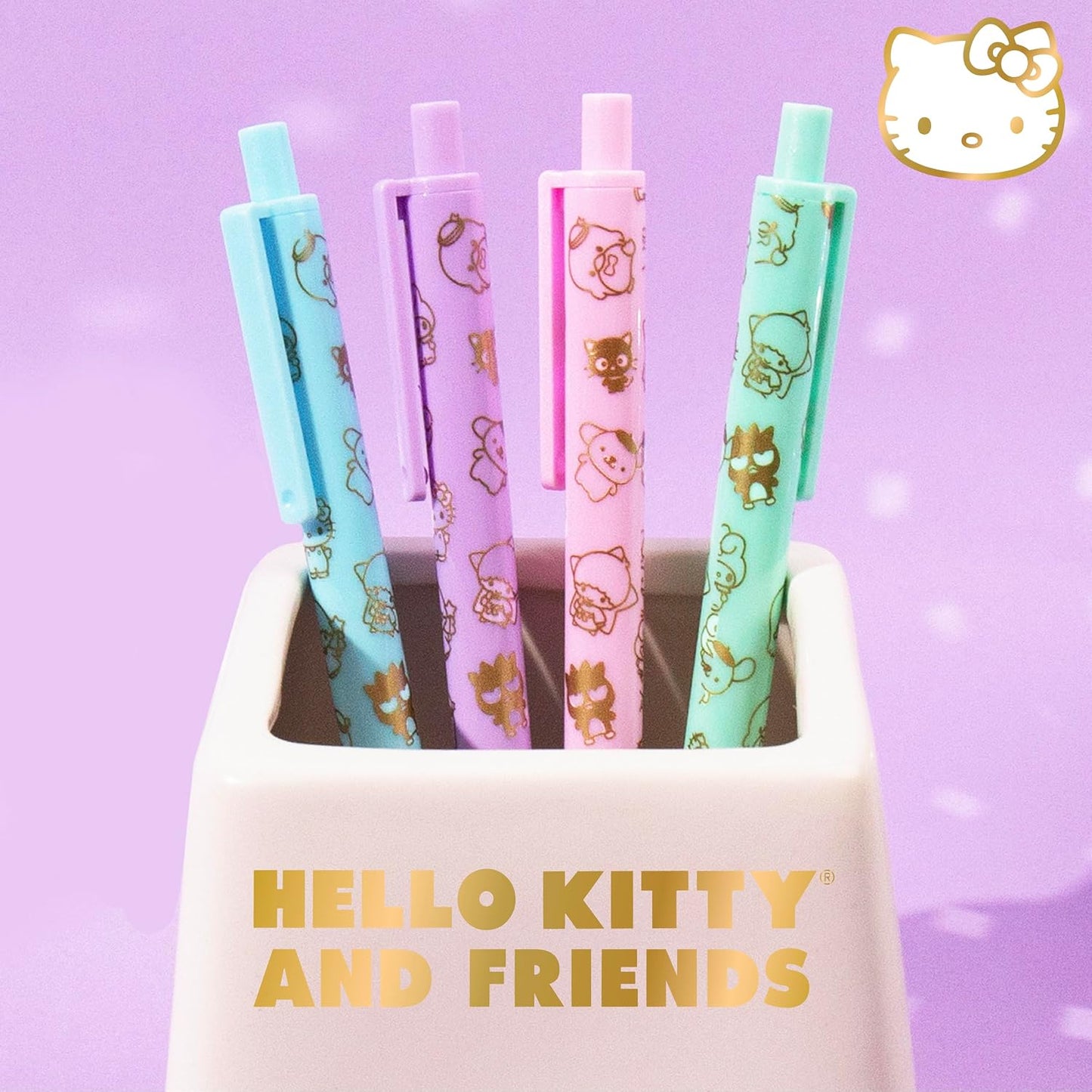 Hello Kitty & Friends 4-Piece Pen Set, My Melody, Kuromi, School and Office Supplies, Stationery