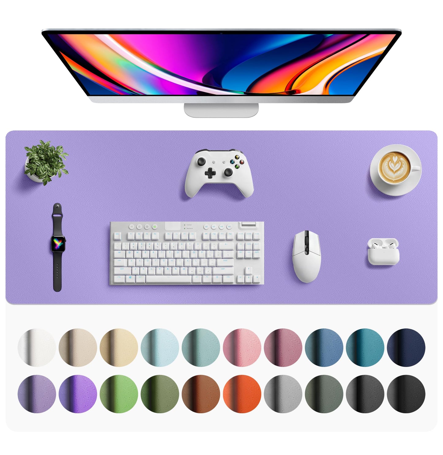 Aothia Leather Office Desk Pad Protector, Non-Slip PU Leather Desk Blotter, Waterproof Laptop Writing Mouse Pad for Office and Home, Black, 31.5" x 15.7"