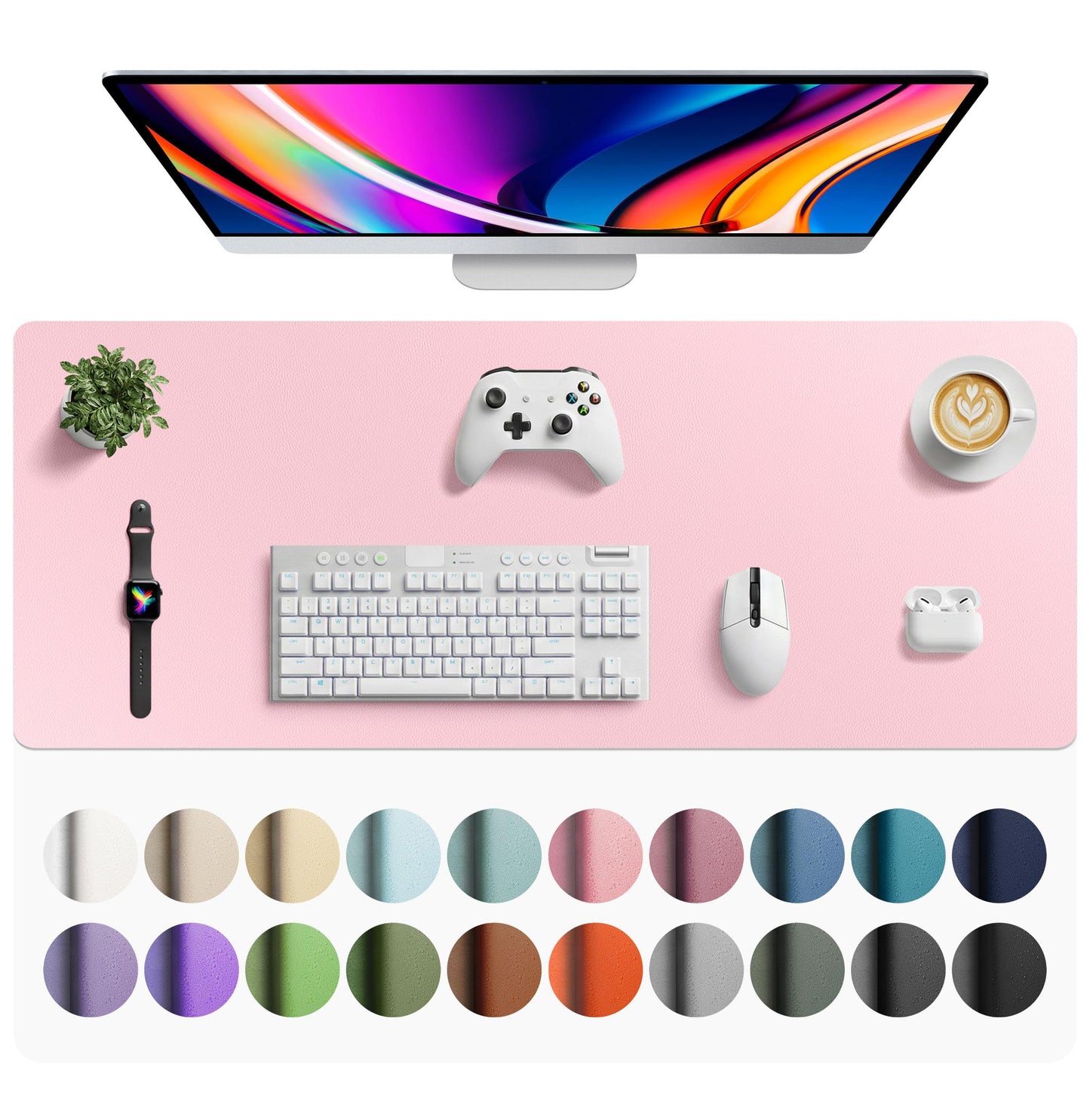 Aothia Leather Office Desk Pad Protector, Non-Slip PU Leather Desk Blotter, Waterproof Laptop Writing Mouse Pad for Office and Home, Black, 31.5" x 15.7"