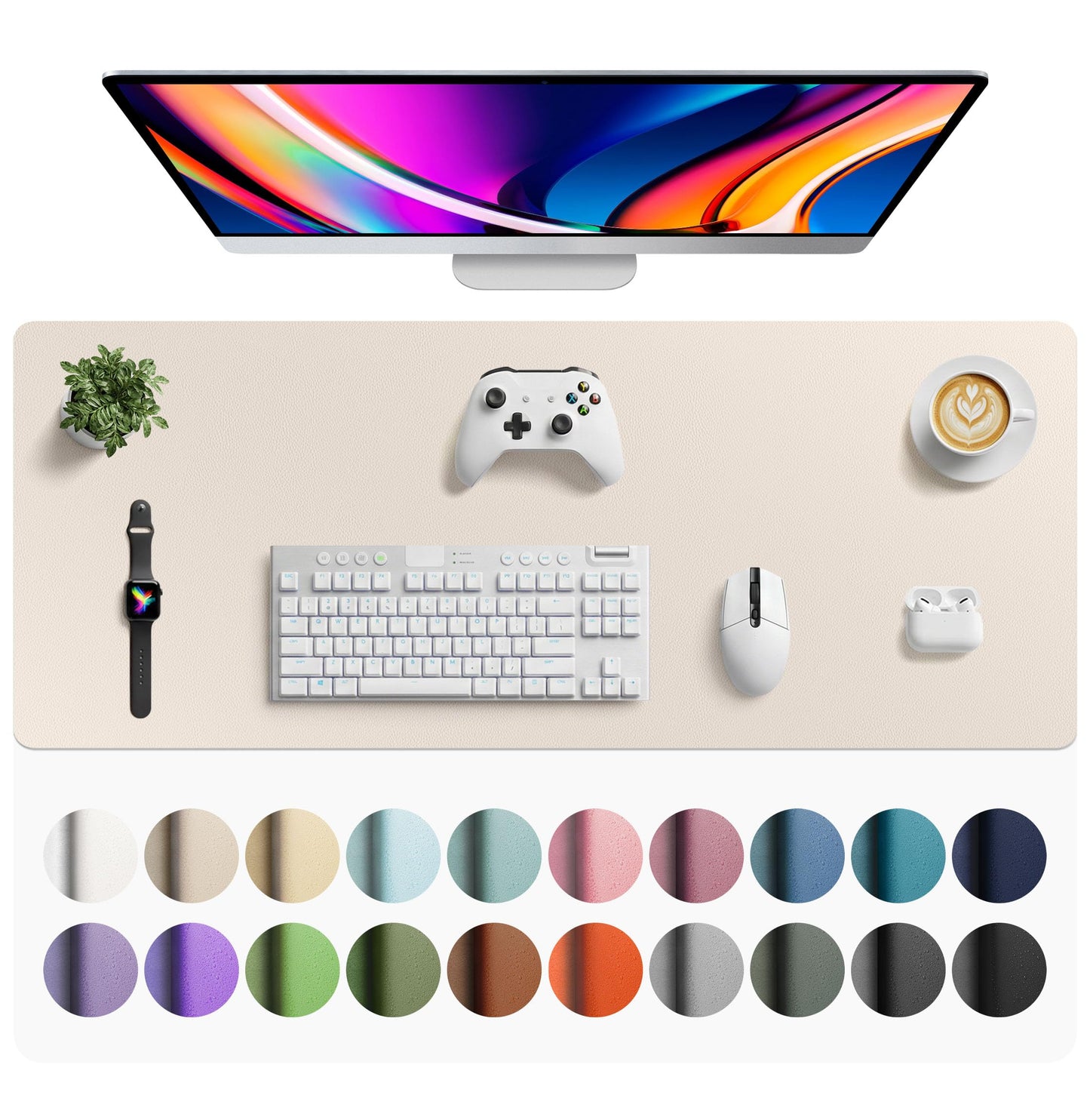 Aothia Leather Office Desk Pad Protector, Non-Slip PU Leather Desk Blotter, Waterproof Laptop Writing Mouse Pad for Office and Home, Black, 31.5" x 15.7"