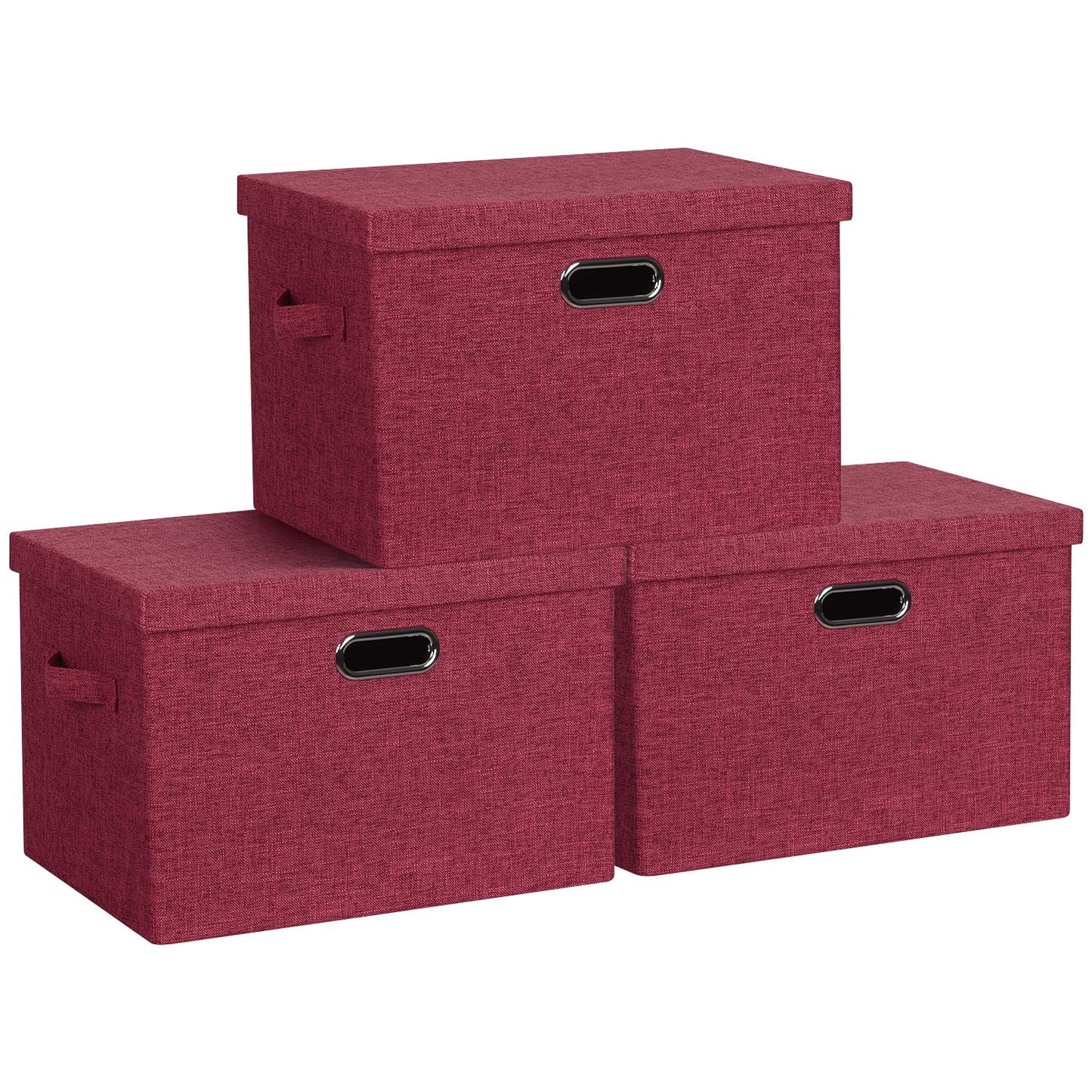 Graciadeco Large Quart Collapsible Stackable Storage Bins with Lids, 3 Packs Beige Linen Fabric Closet Boxes with Lids, Storage Cube Baskets Container Organizers for Bedroom Office(16.6 x 11.7 x 10.8) | 36 Quart 3 Pack Beige Collapsible Stackable Linen Fa