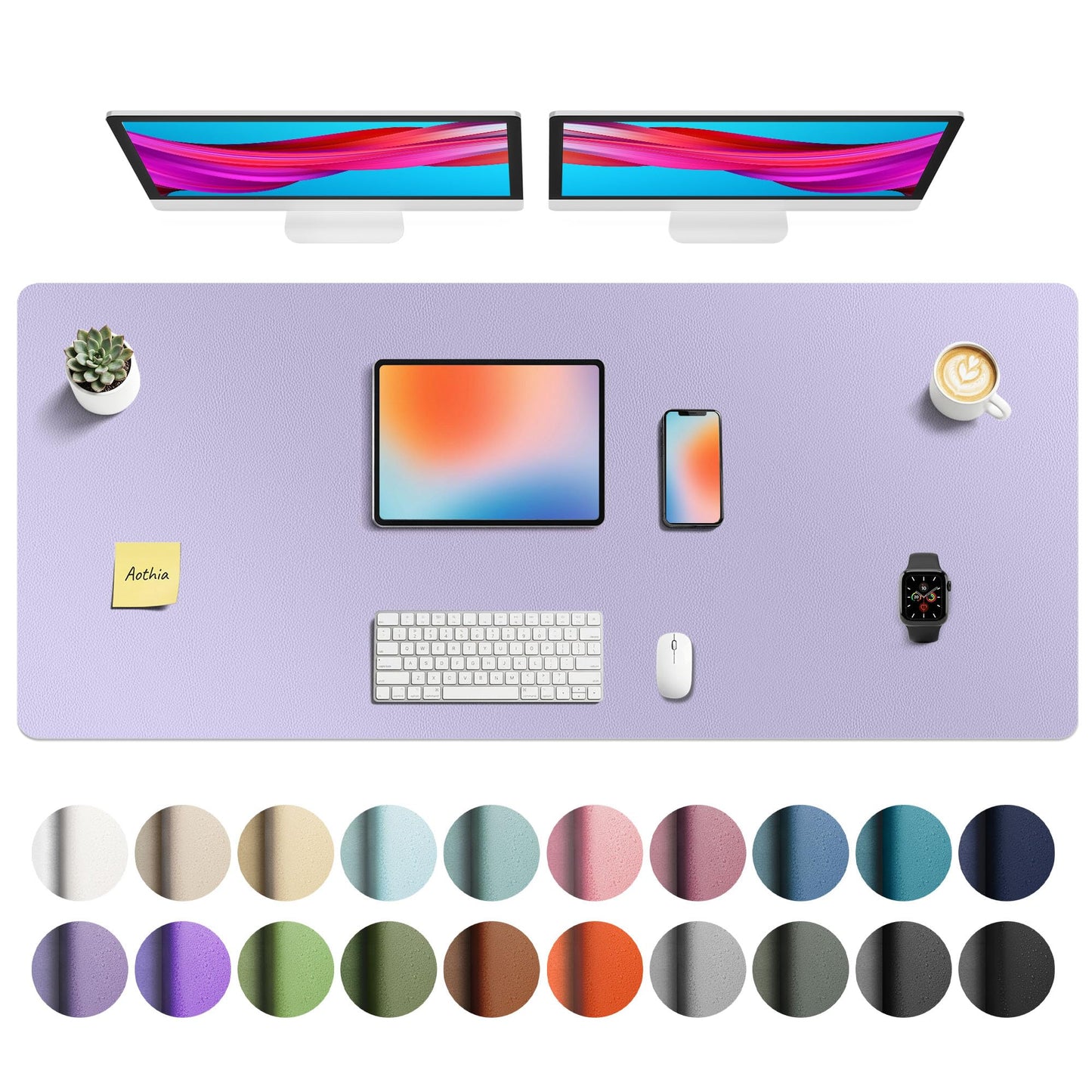 Aothia Leather Office Desk Pad Protector, Non-Slip PU Leather Desk Blotter, Waterproof Laptop Writing Mouse Pad for Office and Home, Black, 31.5" x 15.7"