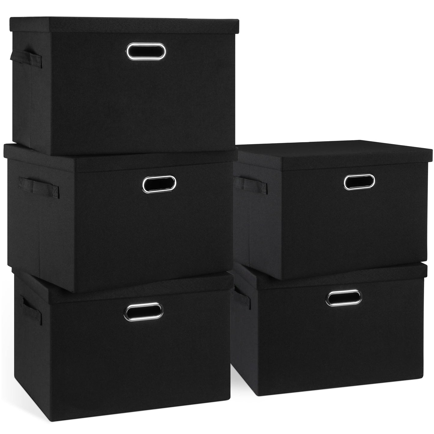 Graciadeco Large Quart Collapsible Stackable Storage Bins with Lids, 3 Packs Beige Linen Fabric Closet Boxes with Lids, Storage Cube Baskets Container Organizers for Bedroom Office(16.6 x 11.7 x 10.8) | 36 Quart 3 Pack Beige Collapsible Stackable Linen Fa