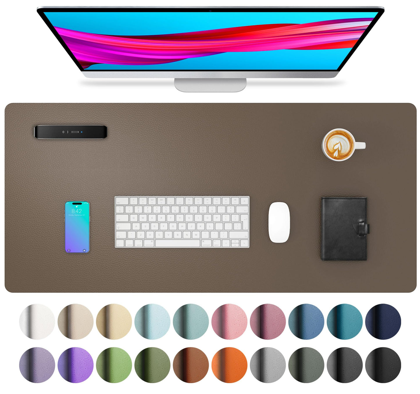 Aothia Leather Office Desk Pad Protector, Non-Slip PU Leather Desk Blotter, Waterproof Laptop Writing Mouse Pad for Office and Home, Black, 31.5" x 15.7"