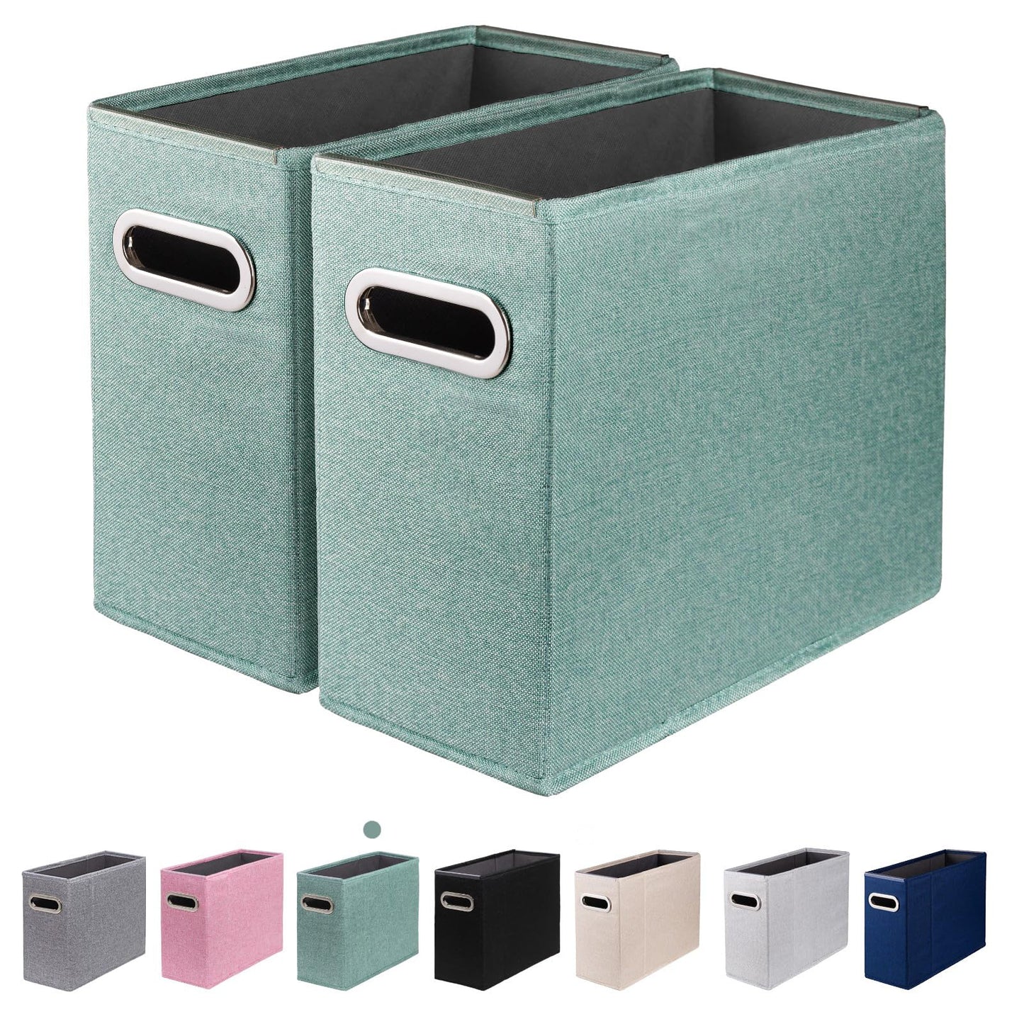4 Packs Letter Size File Organizer, File Folders Organizer, Fabric Storage Box, Collapsible Paper Organizer with Metal Handle, Smooth PVC Rails, Only Box (Beige)