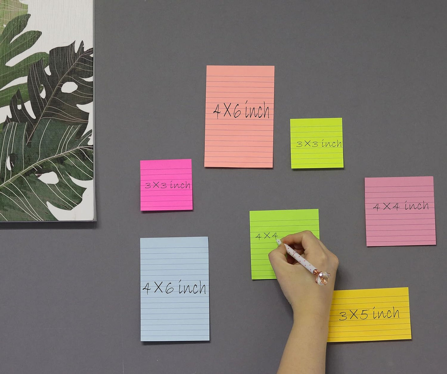 8-Pack Lined Sticky Notes 4x6 in, 8 Bright Colors, Self-Stick Note Pads, Super Sticky, 40 Sheets/Pad, for Office, Home & School