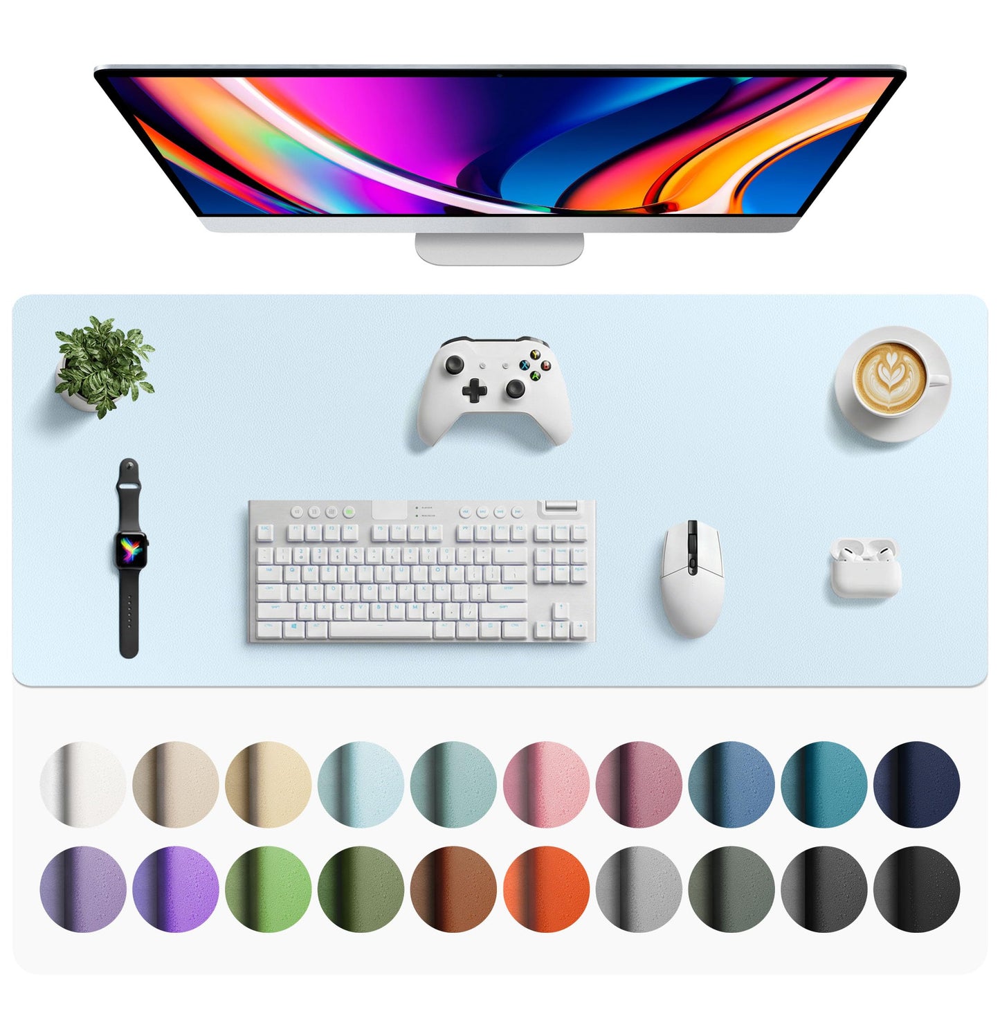 Aothia Leather Office Desk Pad Protector, Non-Slip PU Leather Desk Blotter, Waterproof Laptop Writing Mouse Pad for Office and Home, Black, 31.5" x 15.7"