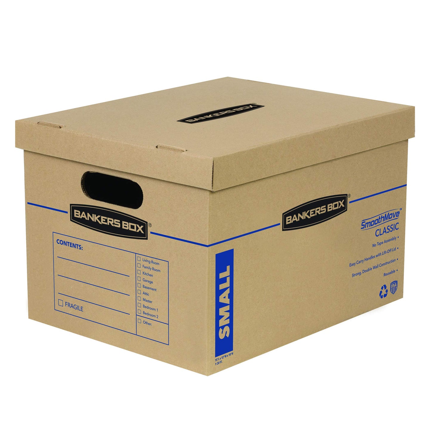 Bankers Box 10-Pack Small Classic Moving Boxes with Reinforced Handles | Pack books, files, and dense items with sturdy small boxes built for easy carrying and organized moves.