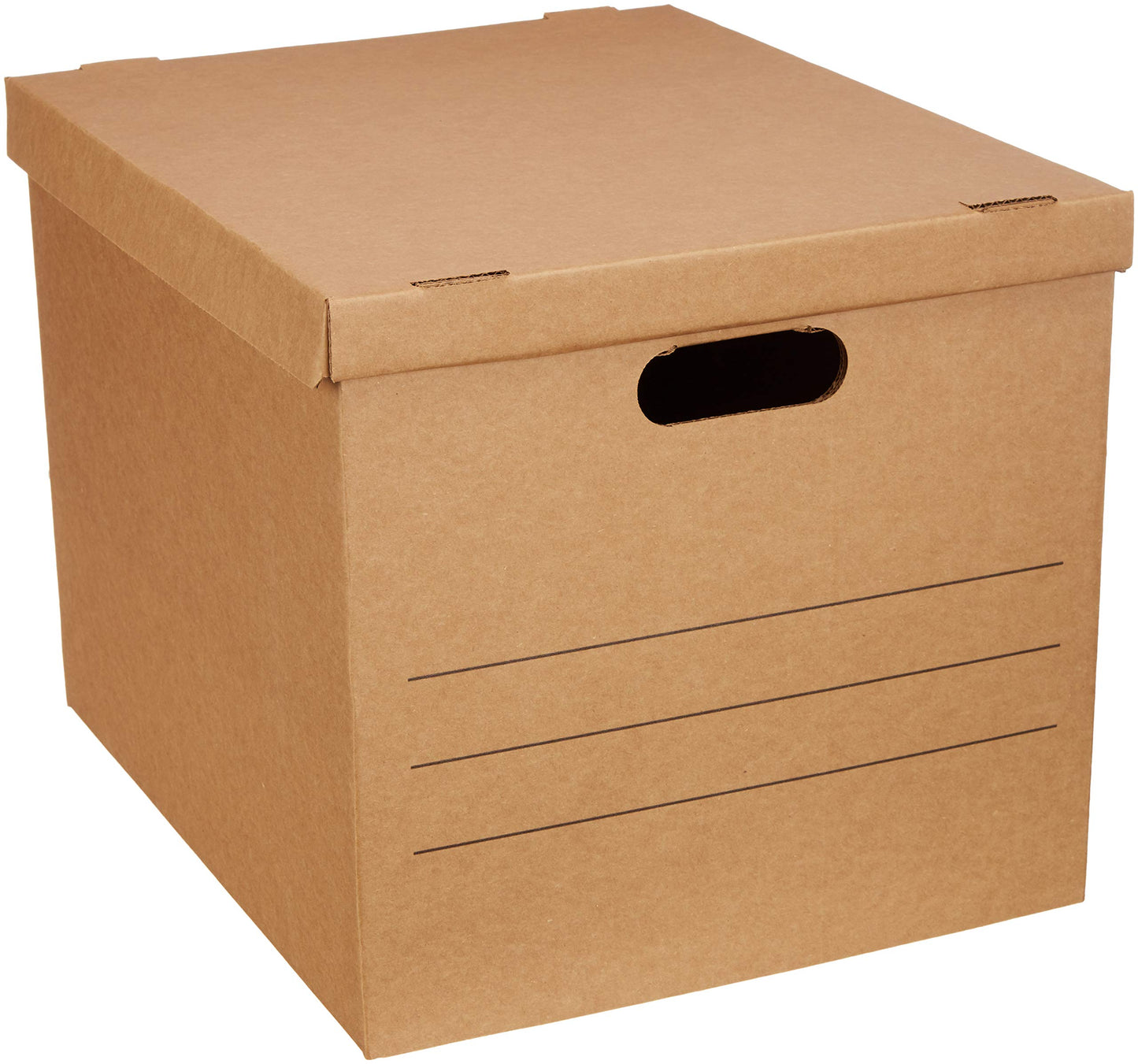 Amazon Basics Moving and Storage Boxes with Handles and Lift-Off Lids, File Storage, Collapsible, 15x10x12 in, Brown, 20-Pack