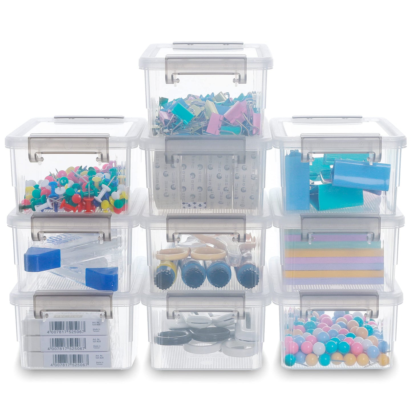 Citylife 10Packs 1.3Qt Small Storage Bins with Lids,Stackable Clear | Plastic Containers for Beads, Buttons, Sewing Supplies, Office Supplies and Small Toys