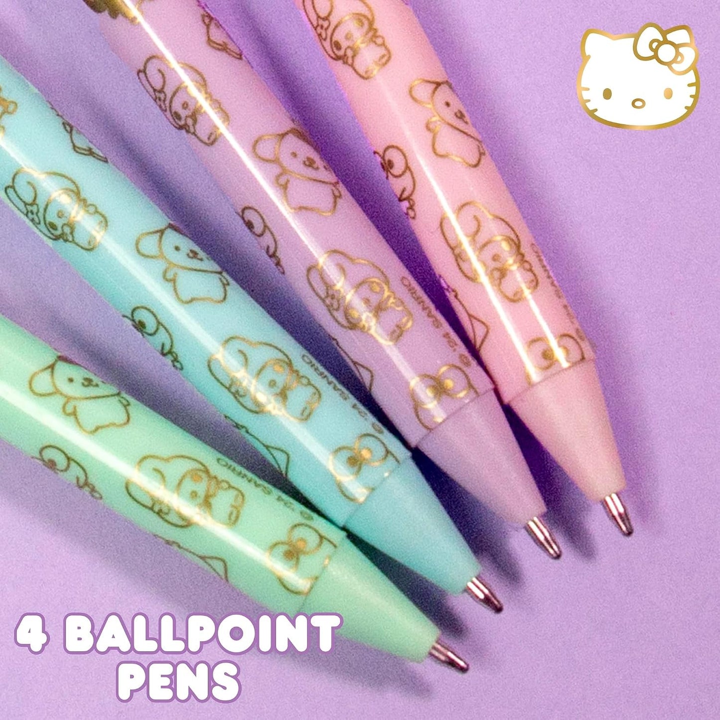 Hello Kitty & Friends 4-Piece Pen Set, My Melody, Kuromi, School and Office Supplies, Stationery