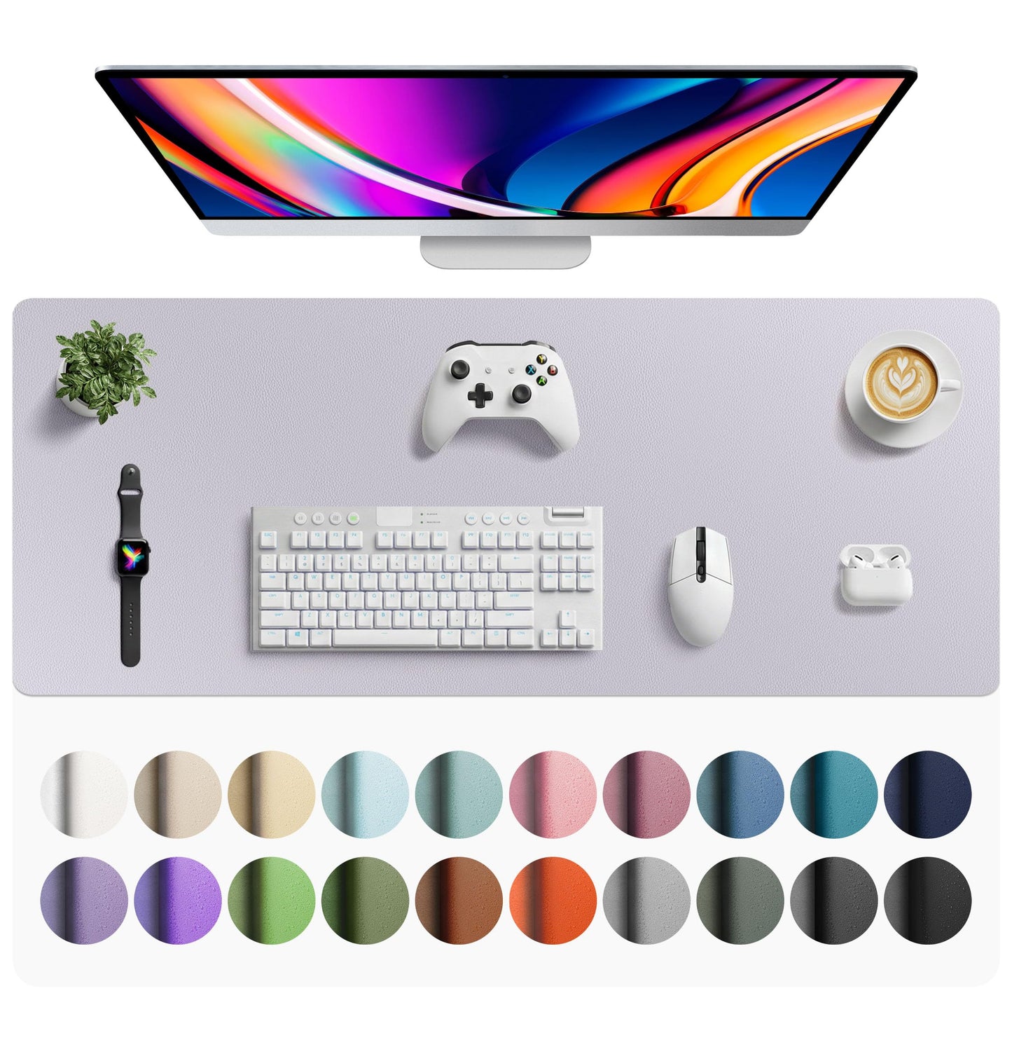 Aothia Leather Office Desk Pad Protector, Non-Slip PU Leather Desk Blotter, Waterproof Laptop Writing Mouse Pad for Office and Home, Black, 31.5" x 15.7"