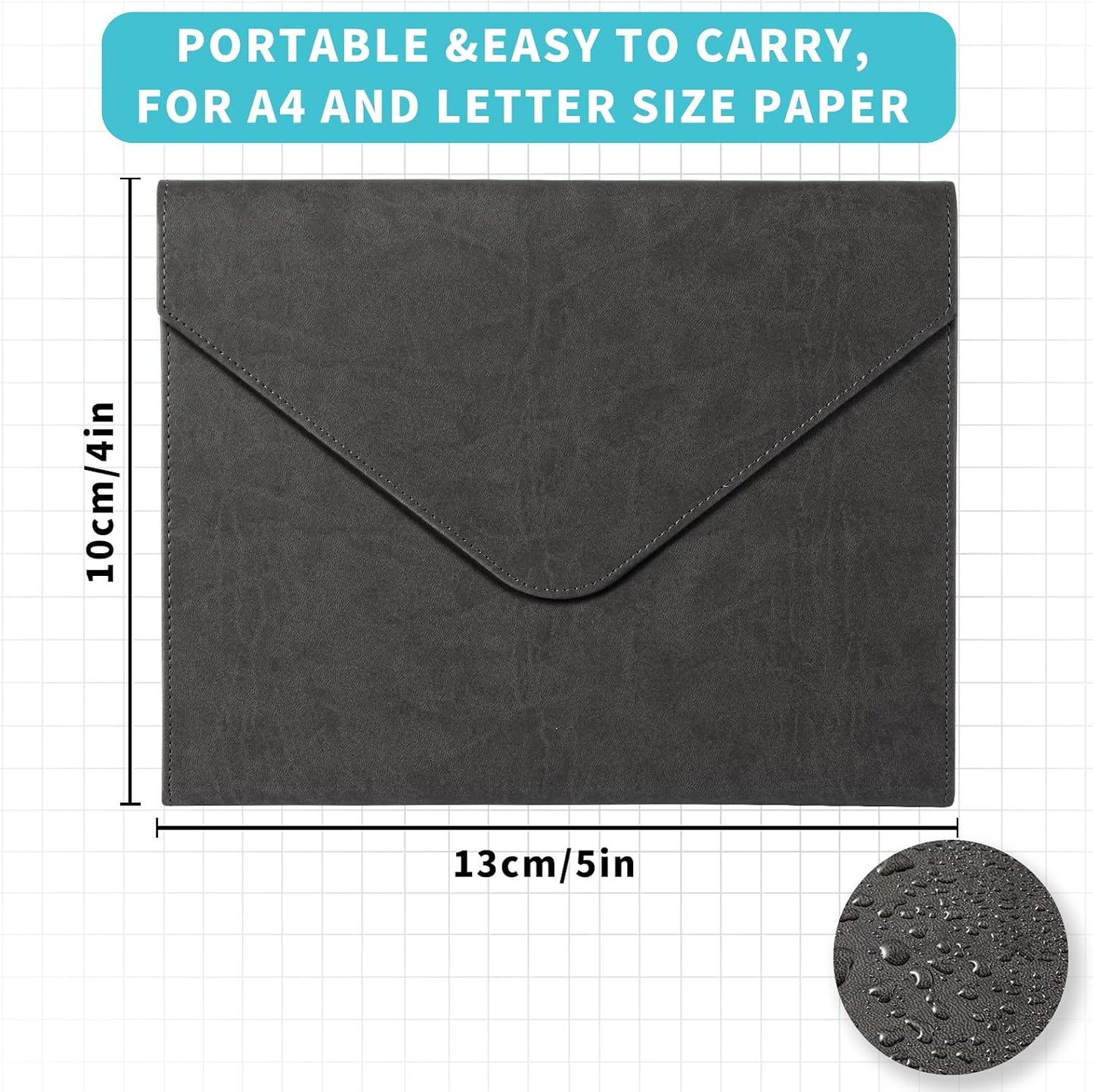 PU Leather Heavy-Duty Expanding File Folder, A5/US Letter Size Document Organizer with 8 Paper File Folder, 4-1/2 Inch Expansion, Grey – for Office, Auto Shop, School Paperwork.