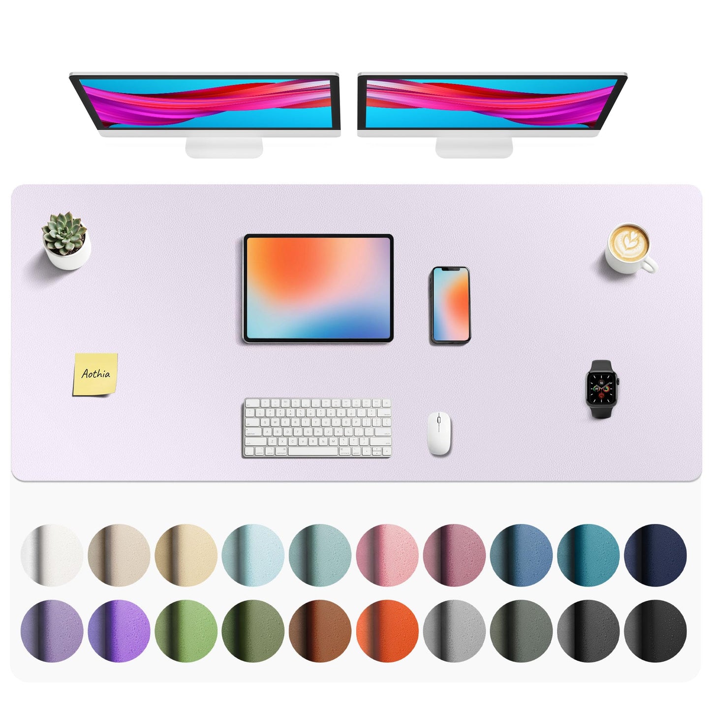 Aothia Leather Office Desk Pad Protector, Non-Slip PU Leather Desk Blotter, Waterproof Laptop Writing Mouse Pad for Office and Home, Black, 31.5" x 15.7"