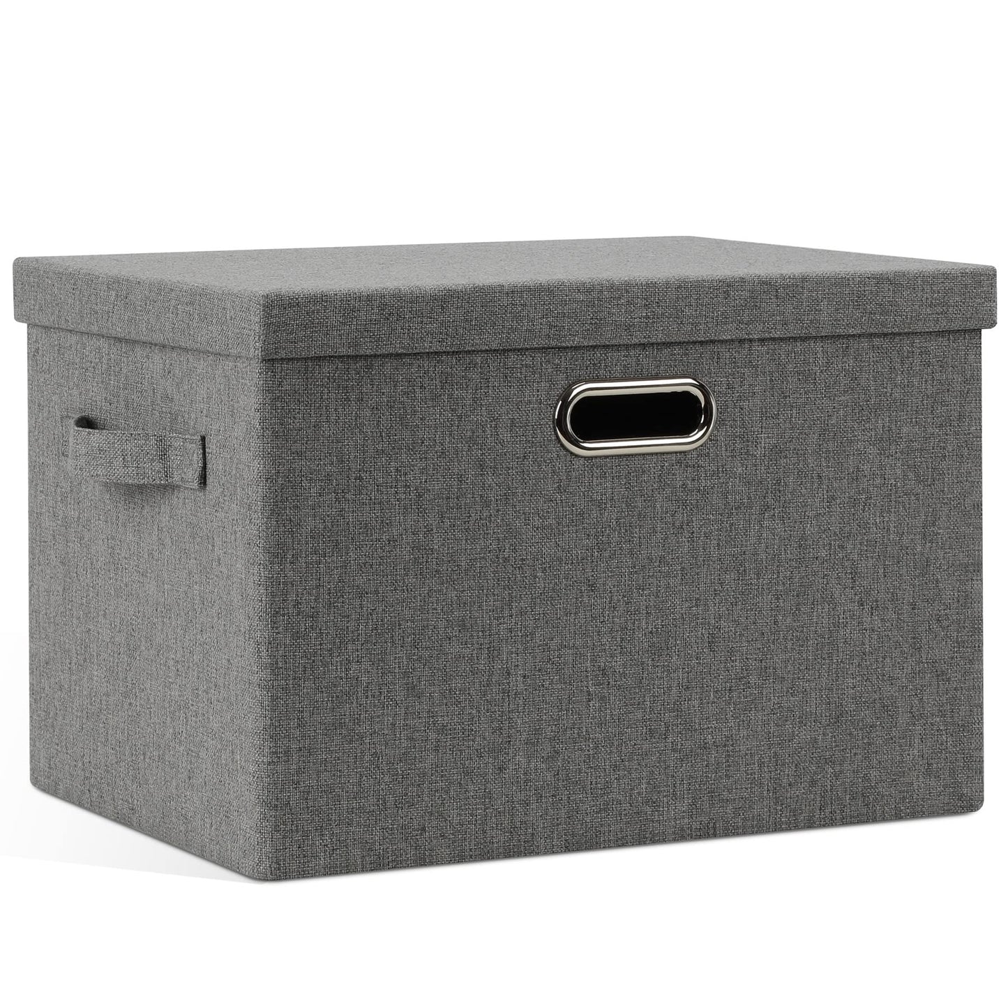 Graciadeco Large Quart Collapsible Stackable Storage Bins with Lids, 3 Packs Beige Linen Fabric Closet Boxes with Lids, Storage Cube Baskets Container Organizers for Bedroom Office(16.6 x 11.7 x 10.8) | 36 Quart 3 Pack Beige Collapsible Stackable Linen Fa