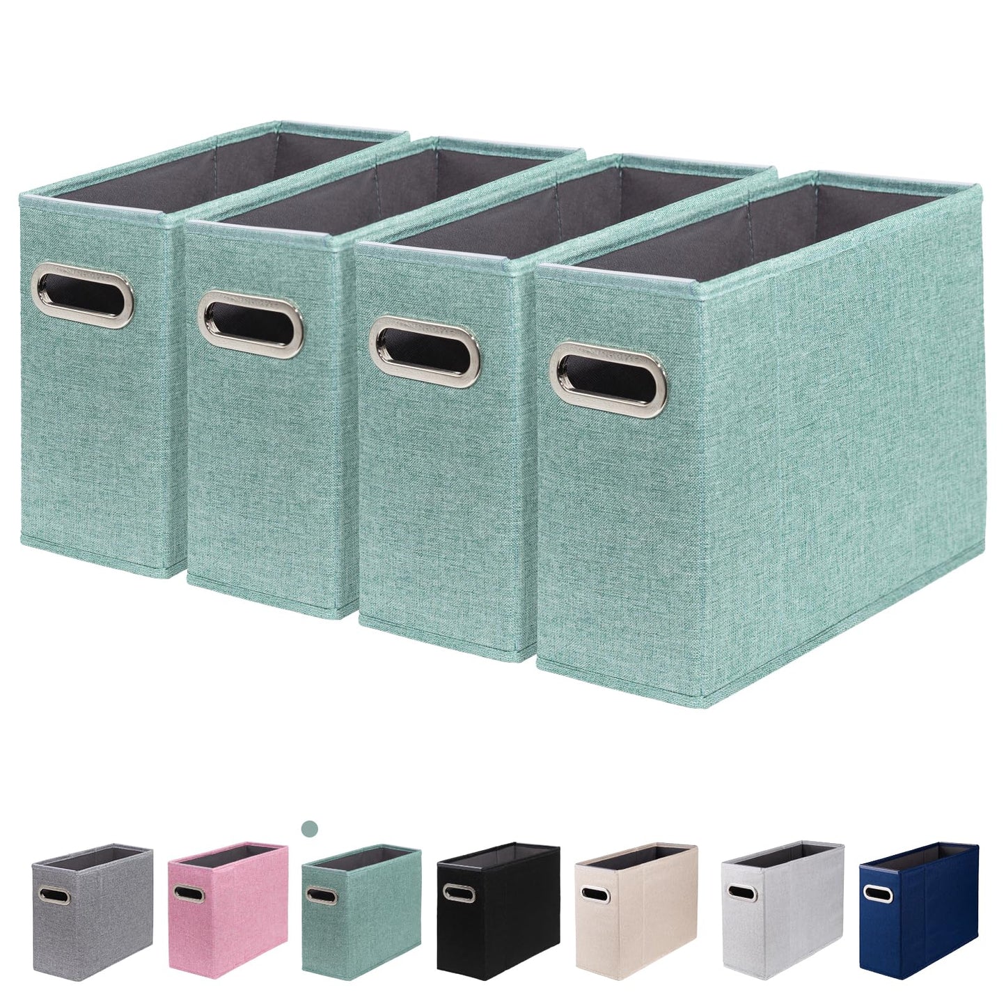 4 Packs Letter Size File Organizer, File Folders Organizer, Fabric Storage Box, Collapsible Paper Organizer with Metal Handle, Smooth PVC Rails, Only Box (Beige)