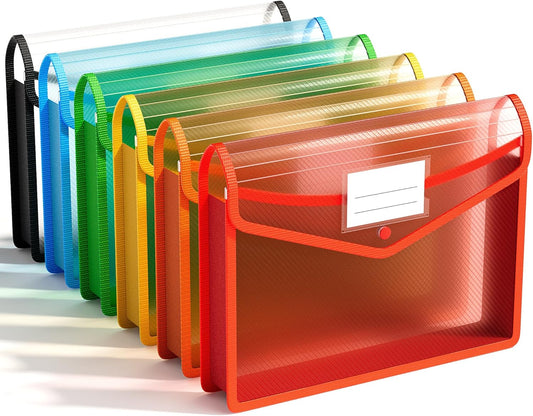 ABC life 6 Pack Plastic File Folder, Colorful File Folder Organizer | fit Letter/A4 Size, Large Capacity with Snap Closure, Colorful File Folder Organizer for School, Office, Home, Hospital