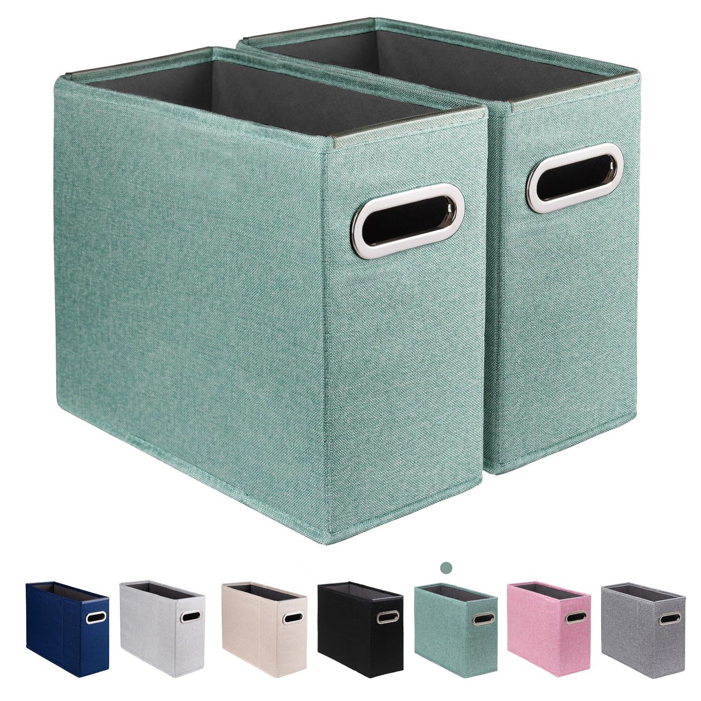 4 Pack Letter Size File Storage Box Collapsible, Fabric Hanging File Folders Organizer, Portable Office Document Holder with Metal Handle, Smooth PVC Rails, Beige