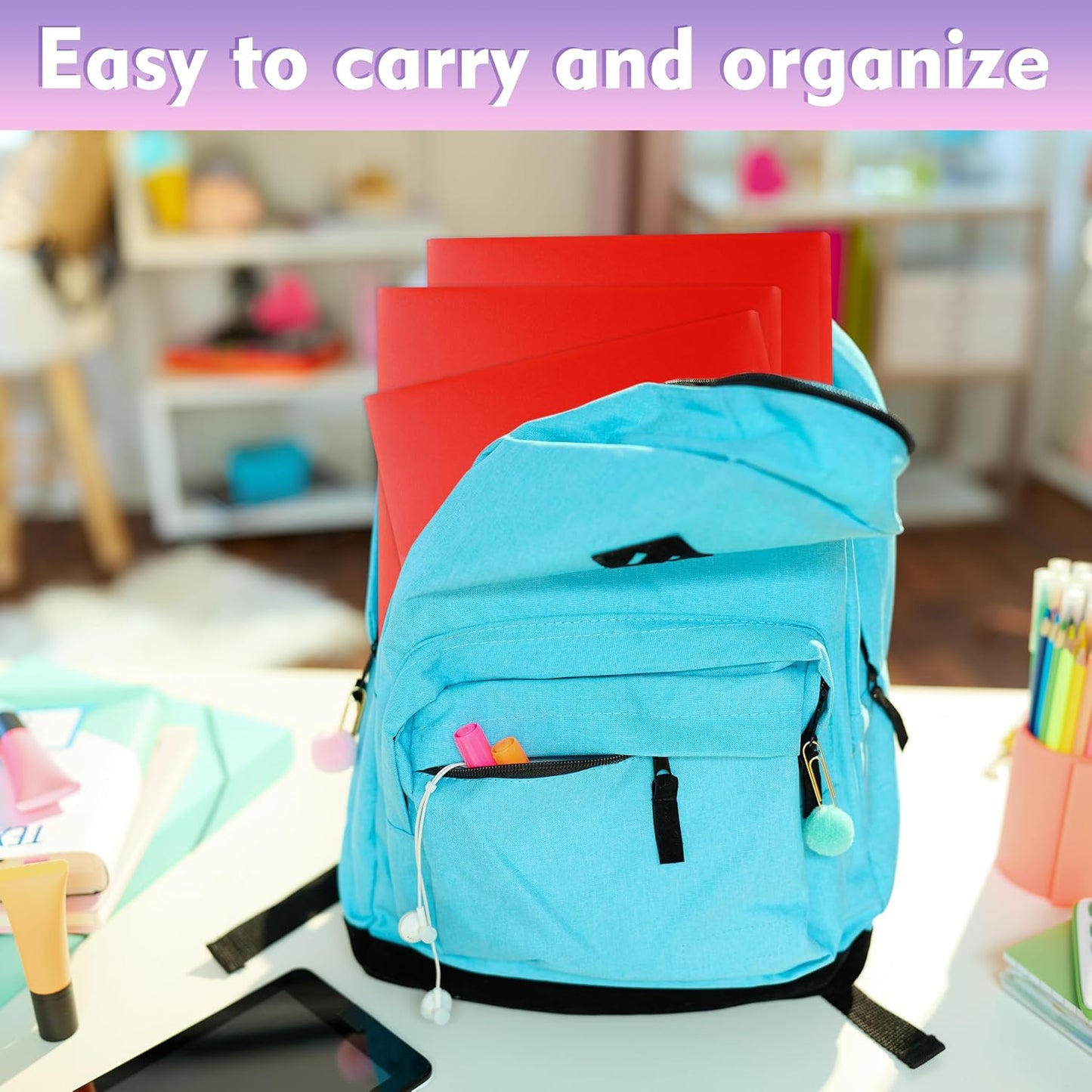 pmybupo 25 Pack Red 2 Pocket Folders Heavy-Duty Plastic Folders with Pockets,8.5x11 Document Folders for School and Office