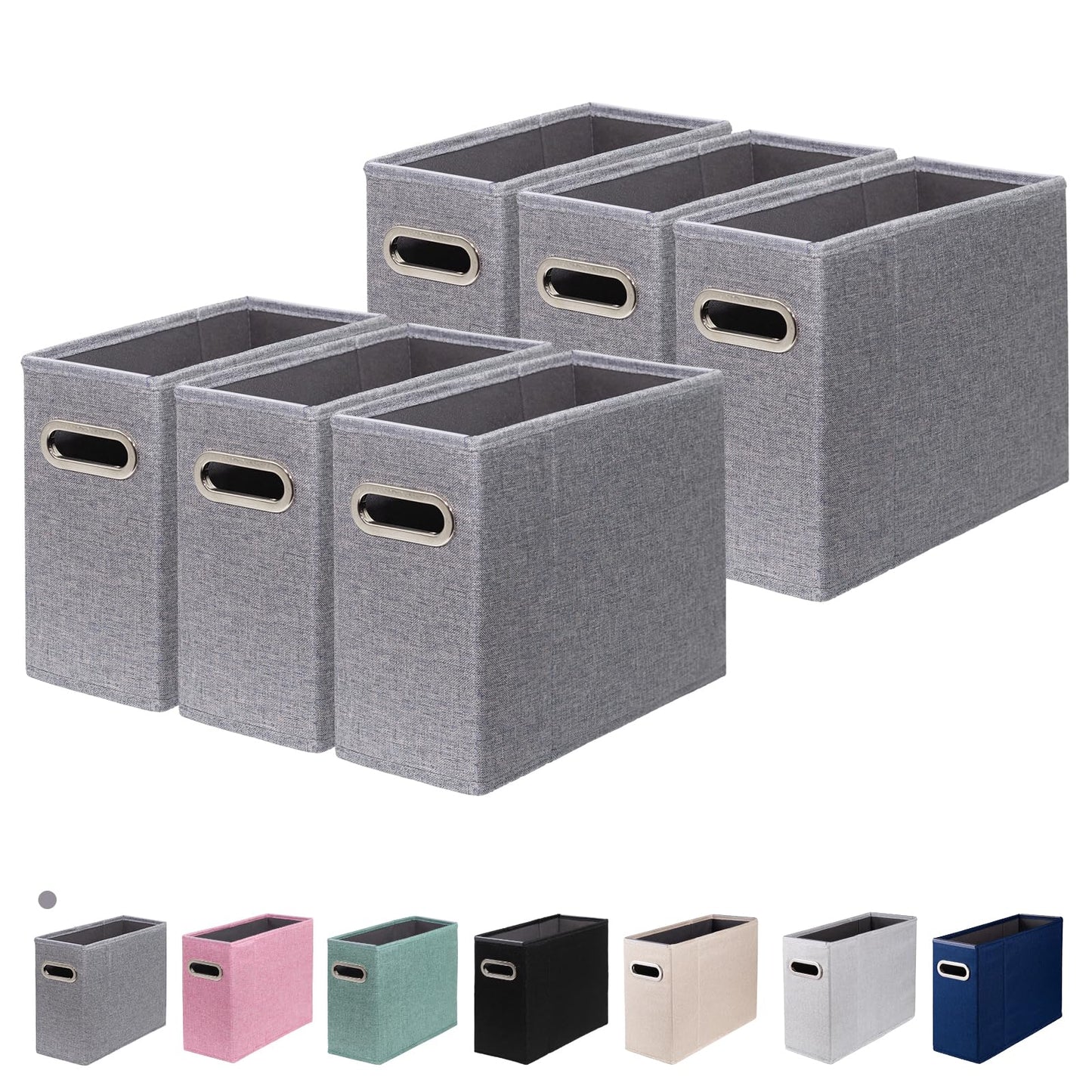 4 Packs Letter Size File Organizer, File Folders Organizer, Fabric Storage Box, Collapsible Paper Organizer with Metal Handle, Smooth PVC Rails, Only Box (Beige)