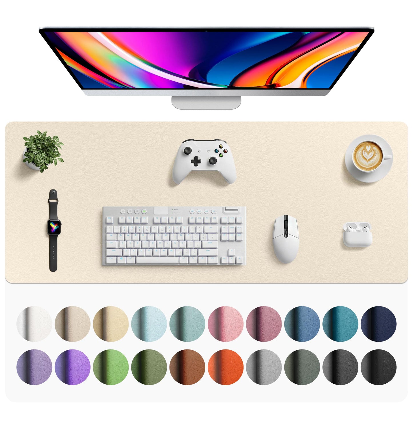 Aothia Leather Office Desk Pad Protector, Non-Slip PU Leather Desk Blotter, Waterproof Laptop Writing Mouse Pad for Office and Home, Black, 31.5" x 15.7"
