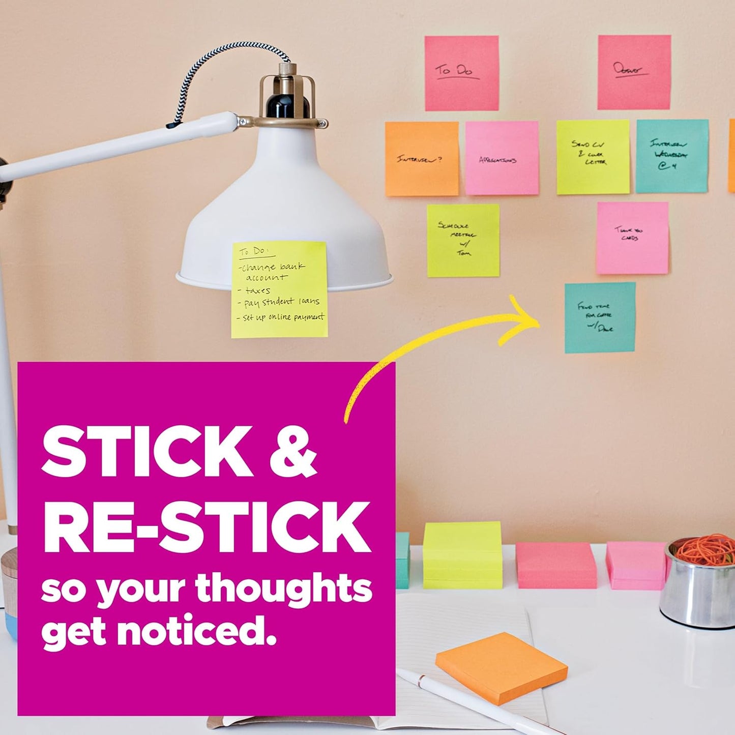 Post-it Super Sticky Notes, 3 x 3 in, Supernova Neons, 24 Pads | School Supplies and Oﬃce Supplies, 2X the Sticking Power