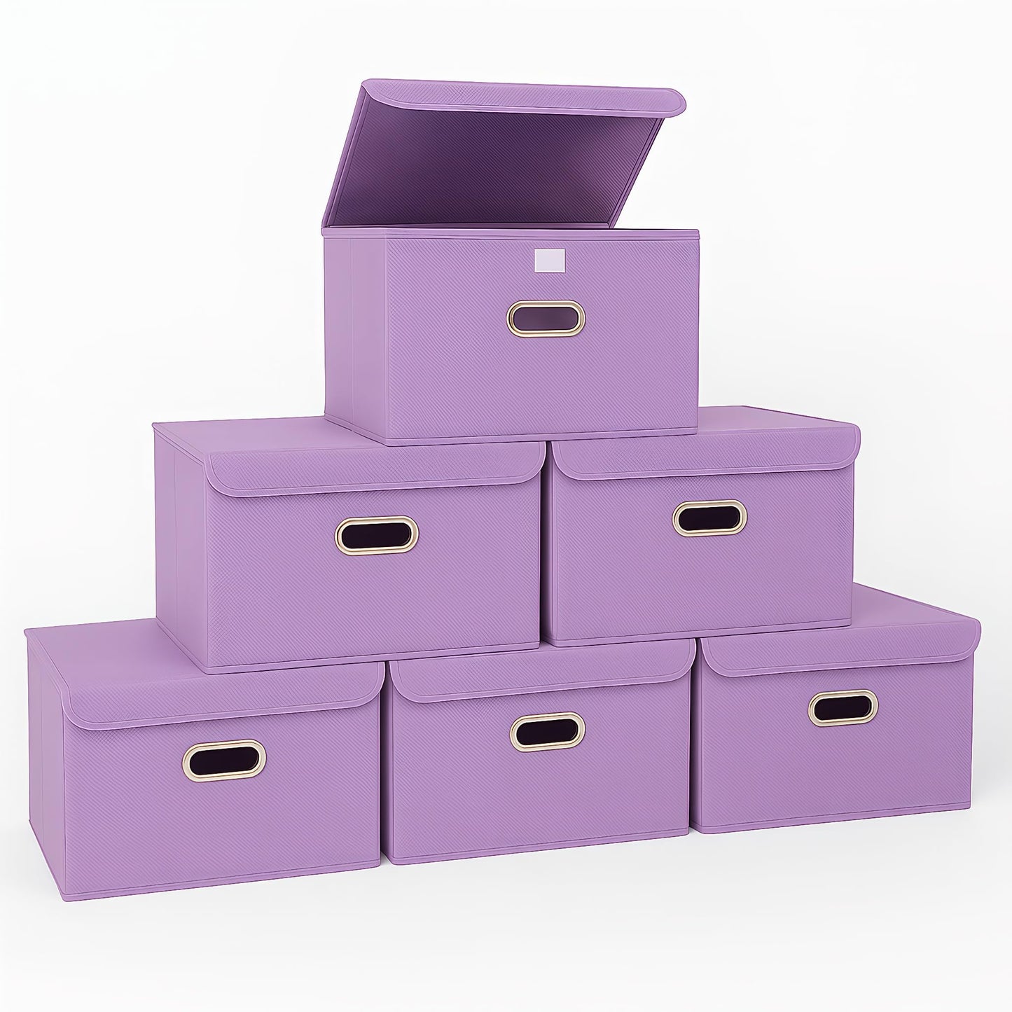 STOREONE Fabric Storage Cube Bins Foldable Organizer Container Collapsible Basket with Lids and Metal Handles, for Home, Bedroom, Closet (Black, 3 Pcs)