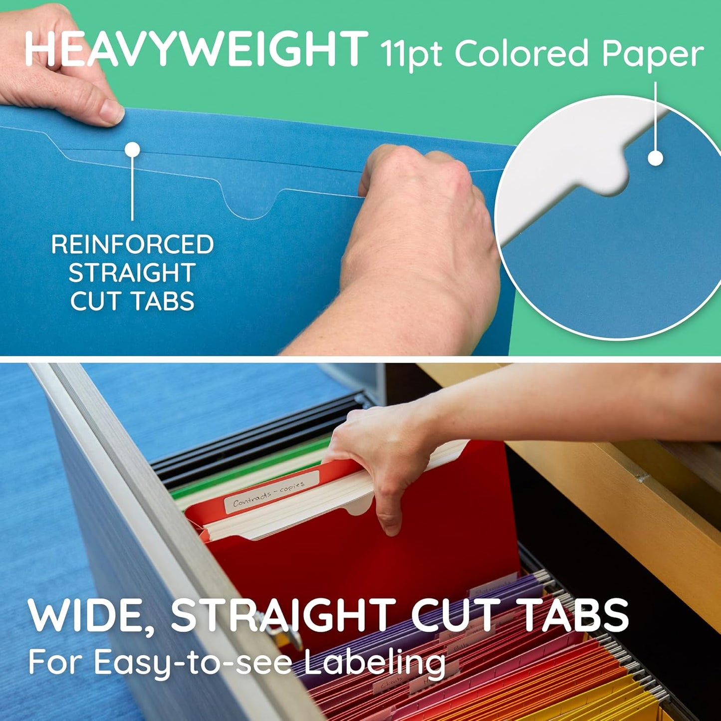 Blue Summit Supplies 25 Expandable File Folders, Letter Size, 2", Assorted | Expandable file jacket, reinforced straight cut tab, 2 in expansion pocket, for documents, invoices, and project filing