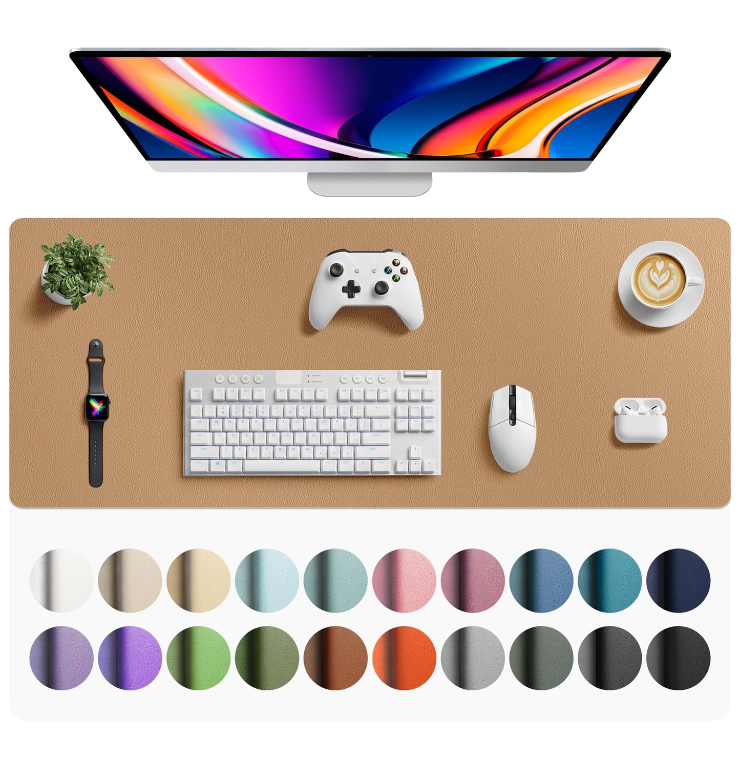 Aothia Leather Office Desk Pad Protector, Non-Slip PU Leather Desk Blotter, Waterproof Laptop Writing Mouse Pad for Office and Home, Black, 31.5" x 15.7"