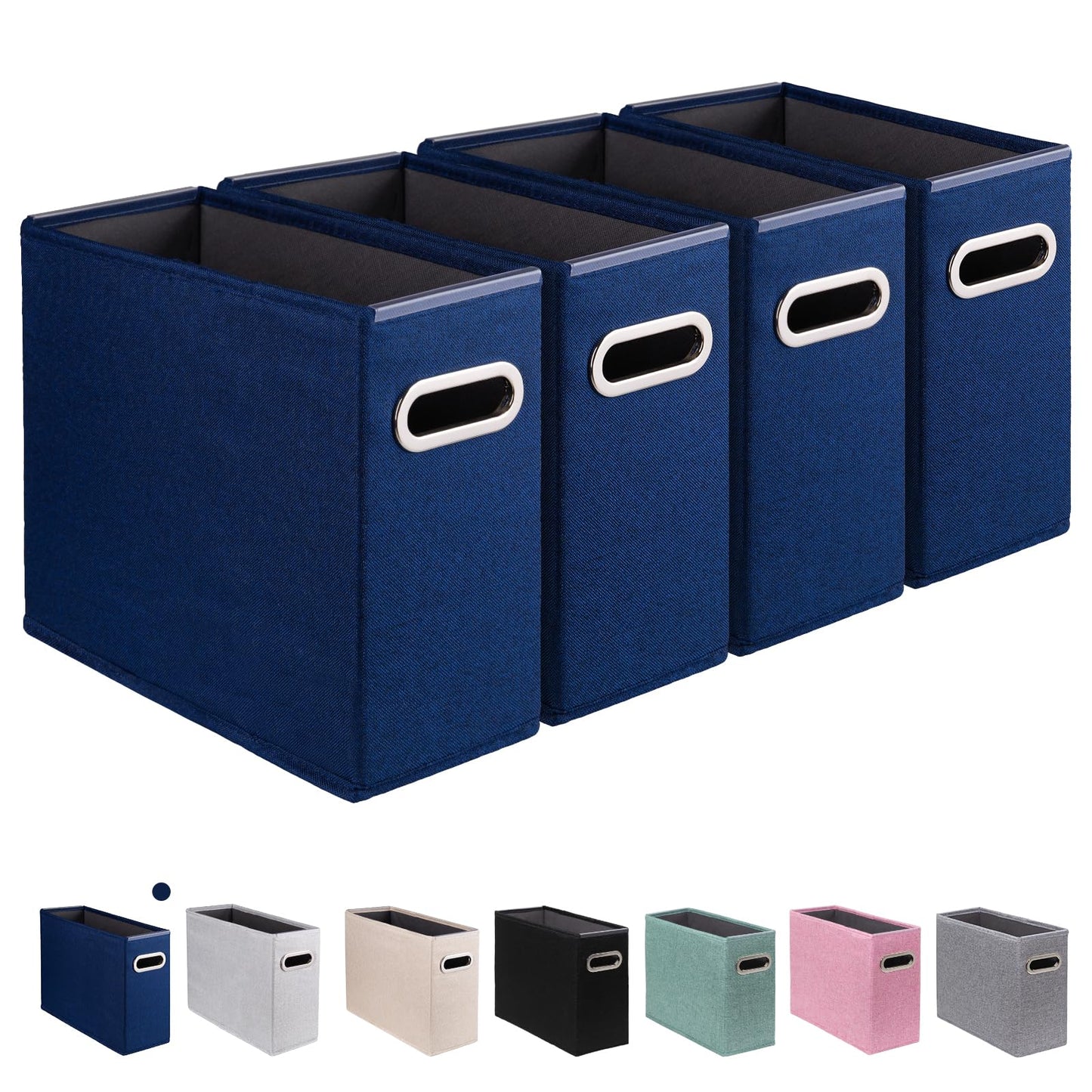 4 Pack Letter Size File Storage Box Collapsible, Fabric Hanging File Folders Organizer, Portable Office Document Holder with Metal Handle, Smooth PVC Rails, Beige