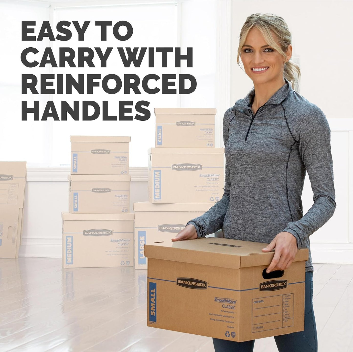 Bankers Box 10-Pack Small Classic Moving Boxes with Reinforced Handles | Pack books, files, and dense items with sturdy small boxes built for easy carrying and organized moves.