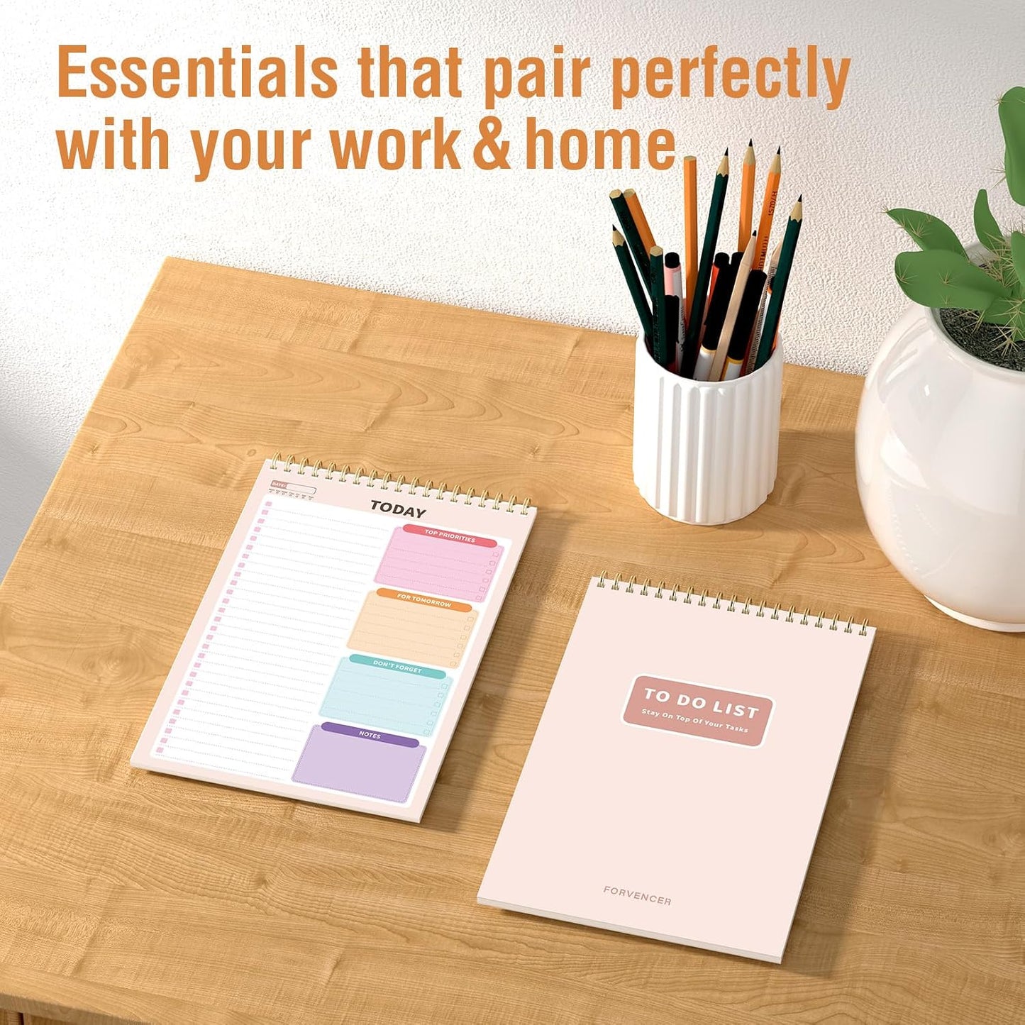 Forvencer To Do List Notepad (6.5 x9.8), To Do List Notebook for Work | Undated Daily Planner Organizer for Tasks Checklist & Goal Planning, To Do List Perfect for Office, School, Cute