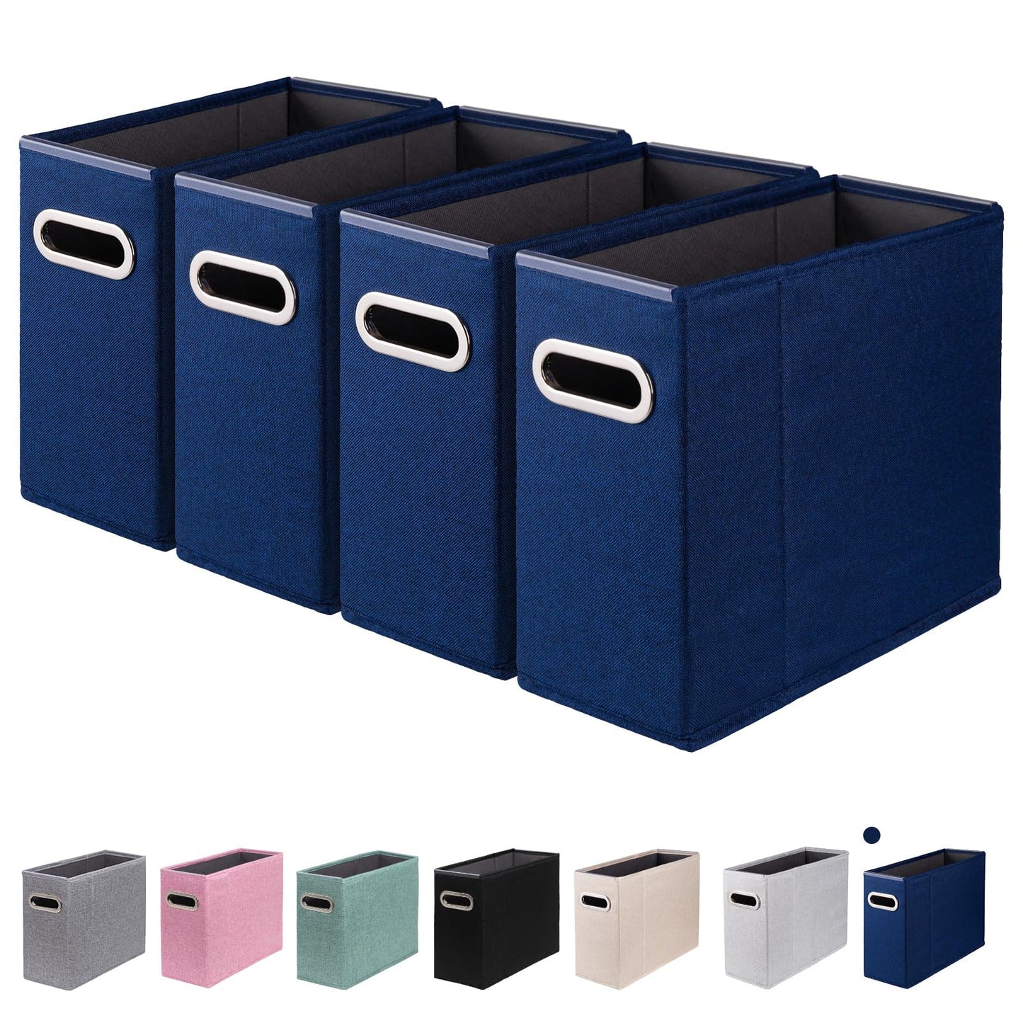 4 Packs Letter Size File Organizer, File Folders Organizer, Fabric Storage Box, Collapsible Paper Organizer with Metal Handle, Smooth PVC Rails, Only Box (Beige)