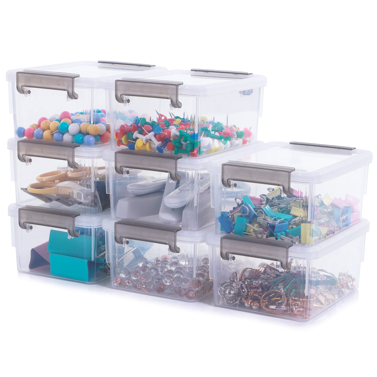 Citylife 10Packs 1.3Qt Small Storage Bins with Lids,Stackable Clear | Plastic Containers for Beads, Buttons, Sewing Supplies, Office Supplies and Small Toys
