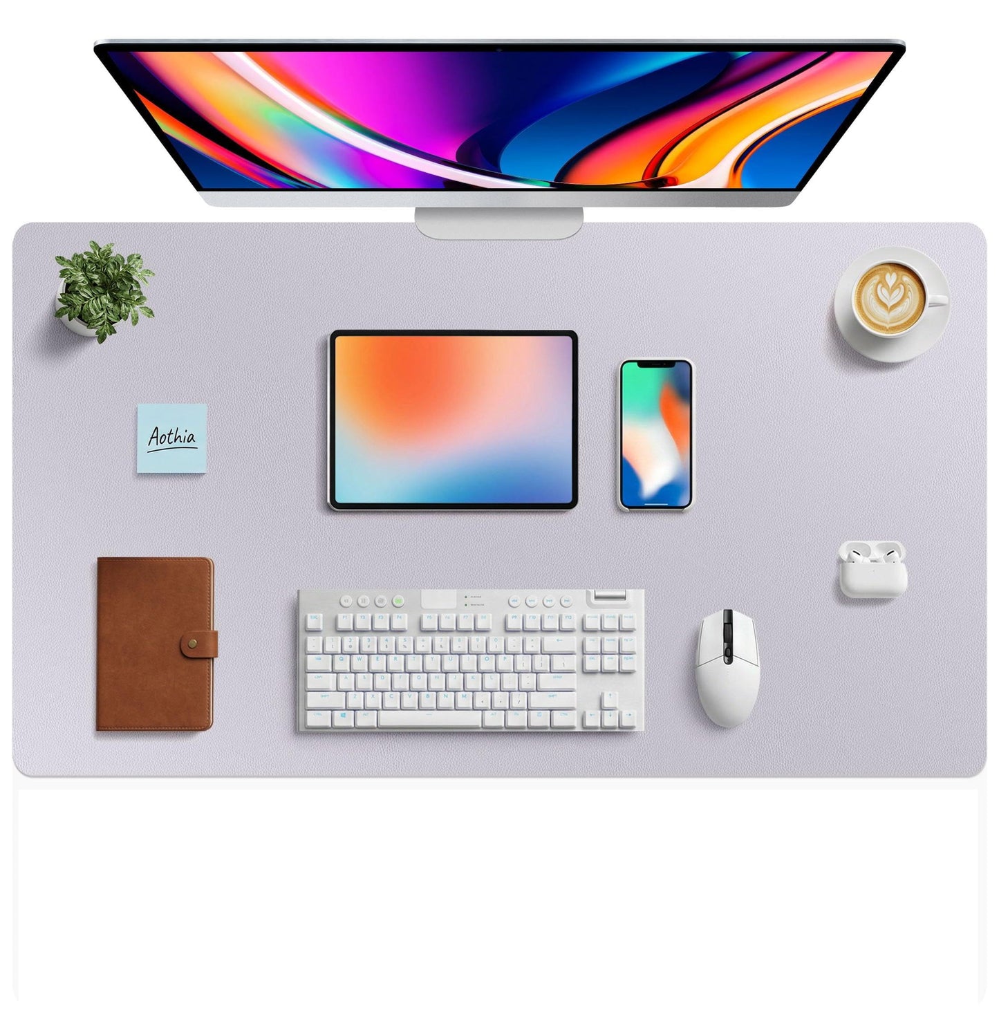 Aothia Leather Office Desk Pad Protector, Non-Slip PU Leather Desk Blotter, Waterproof Laptop Writing Mouse Pad for Office and Home, Black, 31.5" x 15.7"