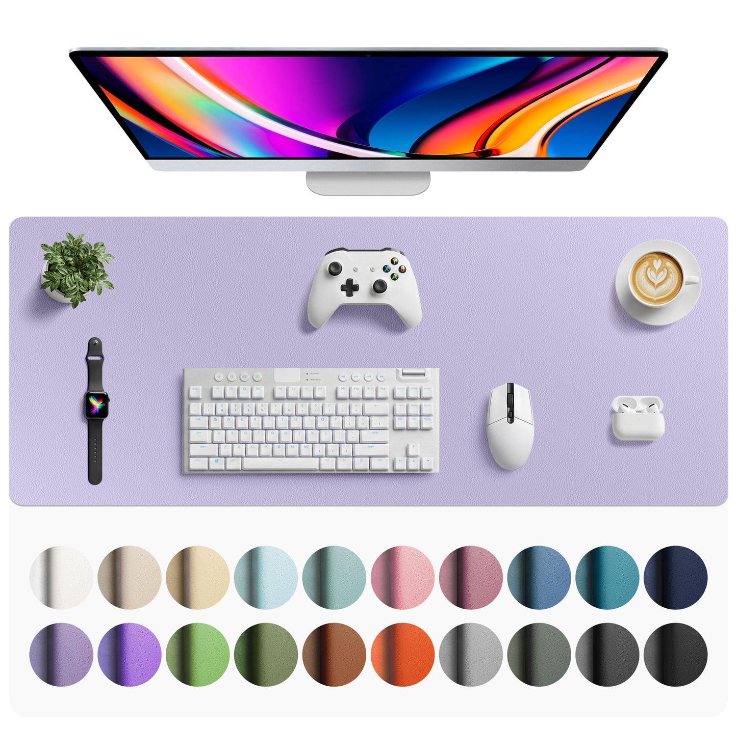 Aothia Leather Office Desk Pad Protector, Non-Slip PU Leather Desk Blotter, Waterproof Laptop Writing Mouse Pad for Office and Home, Black, 31.5" x 15.7"