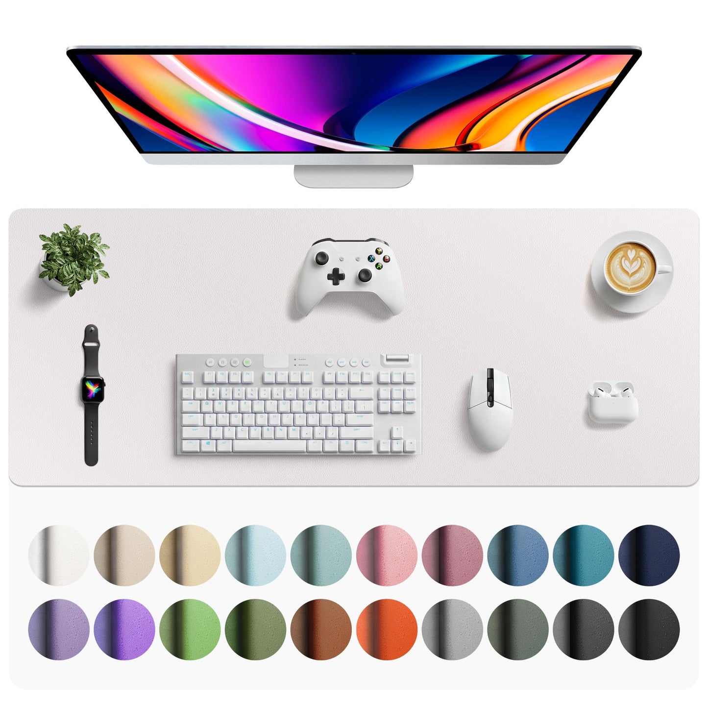 Aothia Leather Office Desk Pad Protector, Non-Slip PU Leather Desk Blotter, Waterproof Laptop Writing Mouse Pad for Office and Home, Black, 31.5" x 15.7"