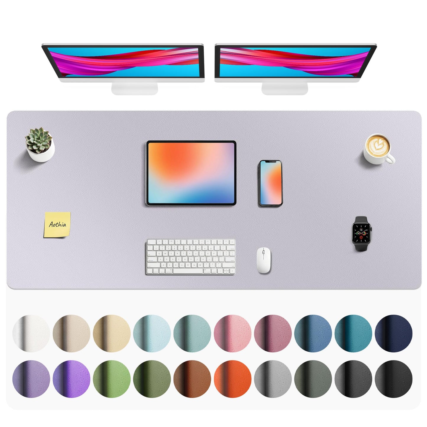 Aothia Leather Office Desk Pad Protector, Non-Slip PU Leather Desk Blotter, Waterproof Laptop Writing Mouse Pad for Office and Home, Black, 31.5" x 15.7"