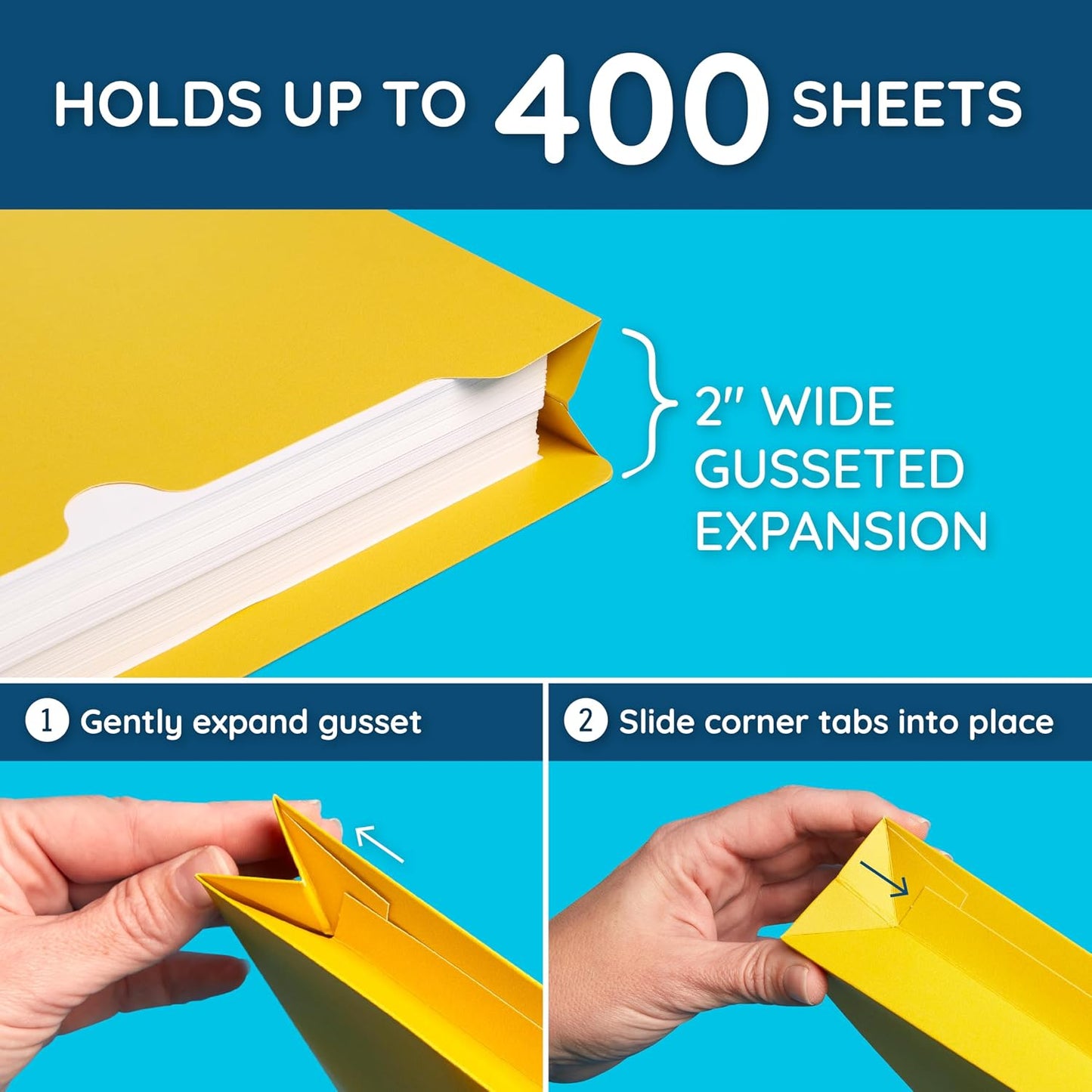Blue Summit Supplies 25 Expandable File Folders, Letter Size, 2", Assorted | Expandable file jacket, reinforced straight cut tab, 2 in expansion pocket, for documents, invoices, and project filing