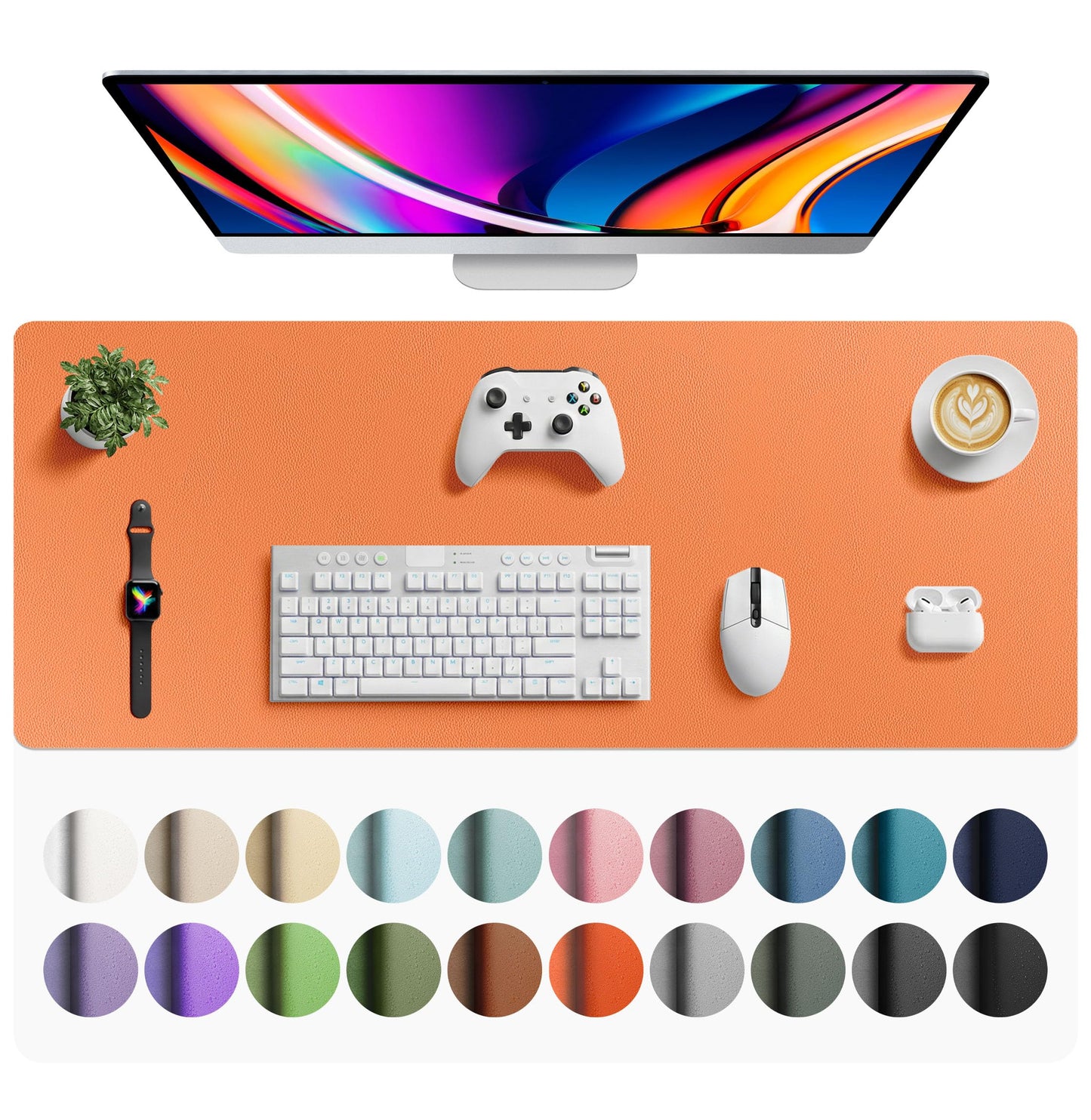 Aothia Leather Office Desk Pad Protector, Non-Slip PU Leather Desk Blotter, Waterproof Laptop Writing Mouse Pad for Office and Home, Black, 31.5" x 15.7"