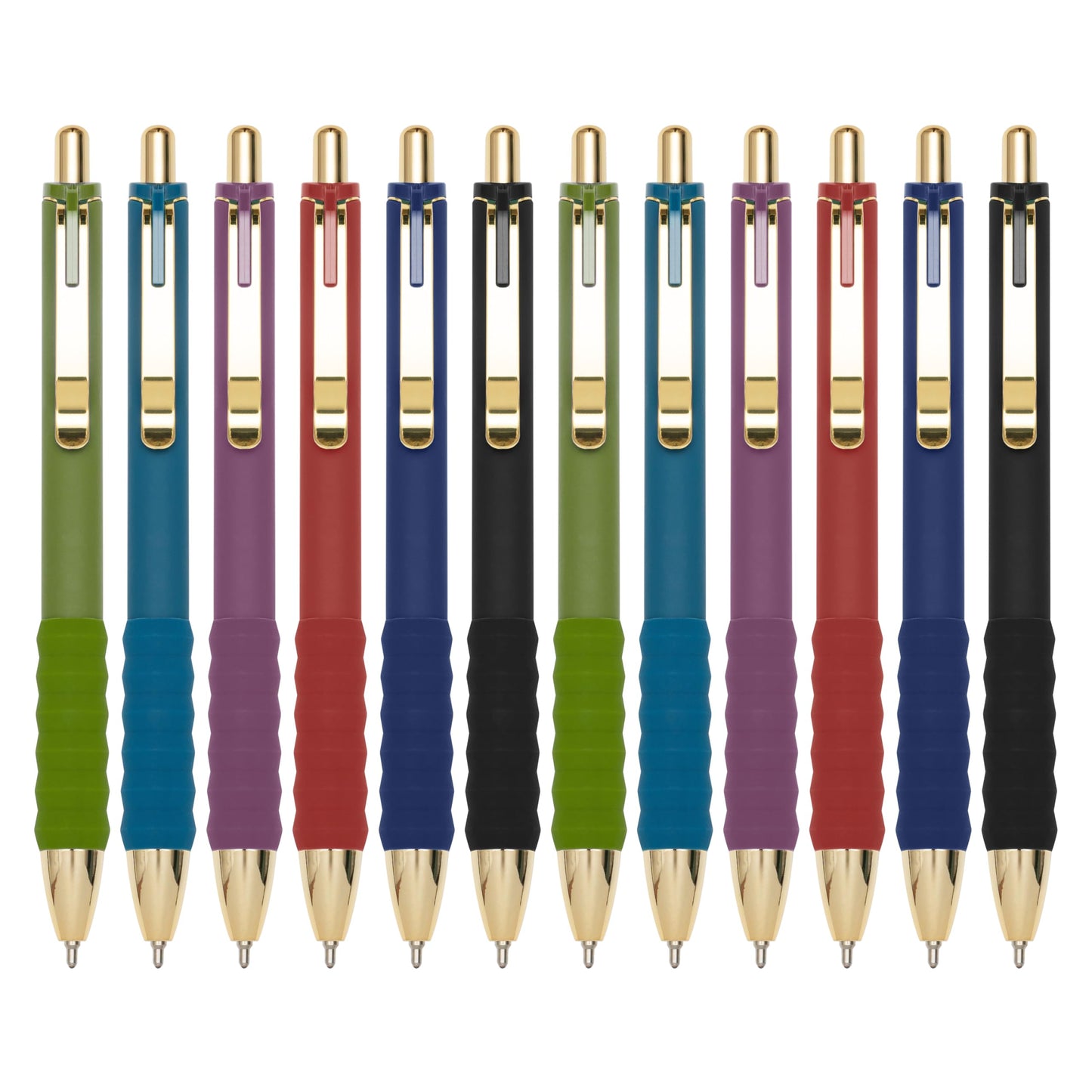 Linbsunne Ballpoint Pens Black Medium Point 1mm Pen with Super Soft Grip Ball Point Pen for Men Women Retractable Pens (gold-12 pcs)