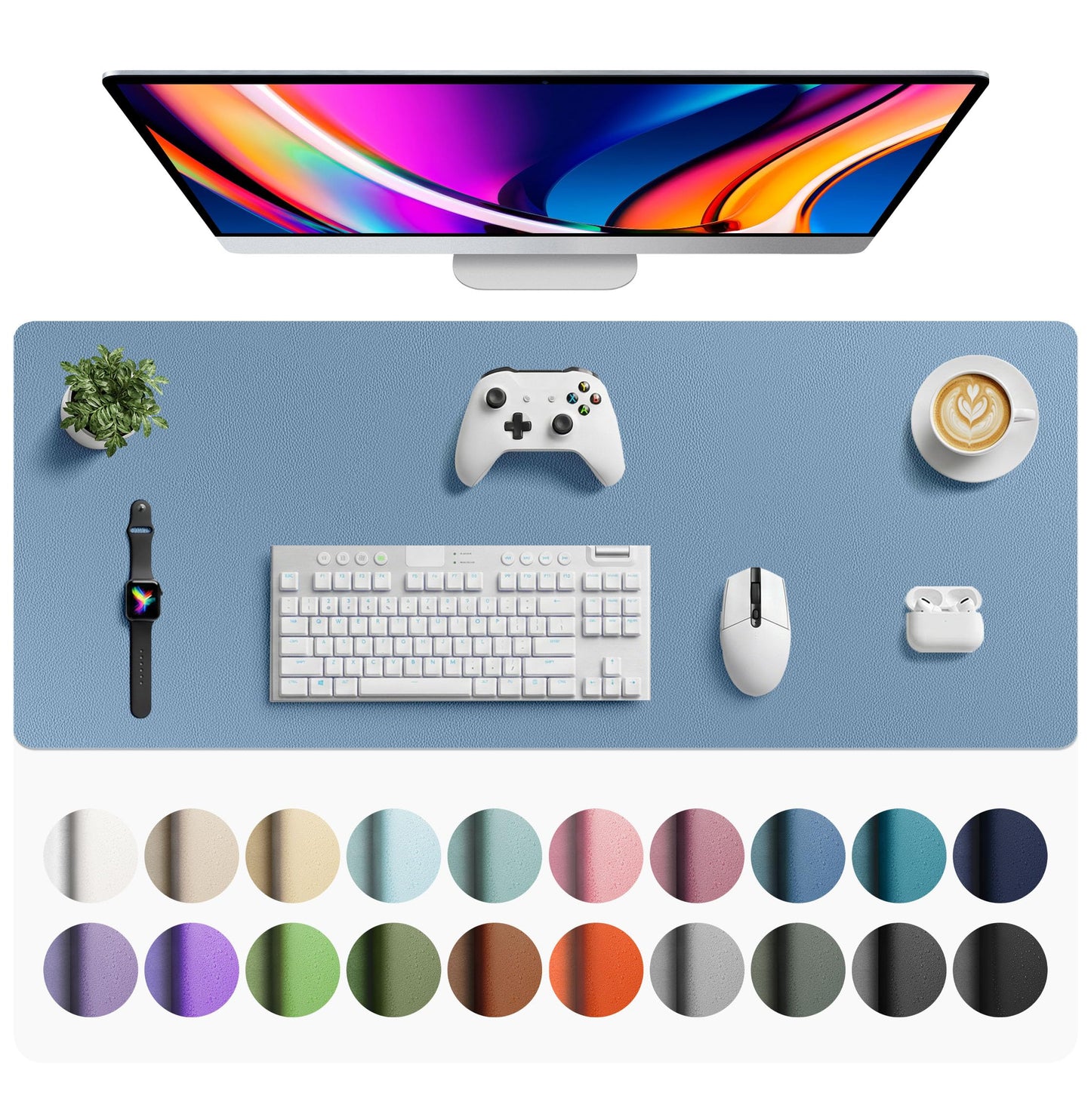 Aothia Leather Office Desk Pad Protector, Non-Slip PU Leather Desk Blotter, Waterproof Laptop Writing Mouse Pad for Office and Home, Black, 31.5" x 15.7"