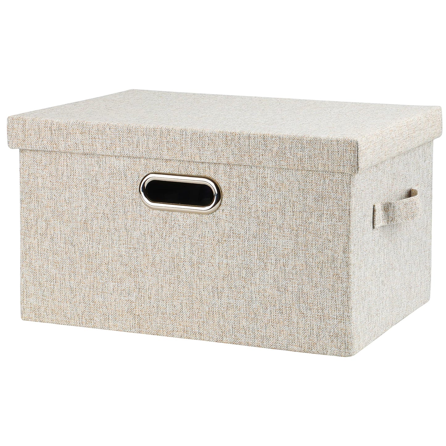 Graciadeco Large Quart Collapsible Stackable Storage Bins with Lids, 3 Packs Beige Linen Fabric Closet Boxes with Lids, Storage Cube Baskets Container Organizers for Bedroom Office(16.6 x 11.7 x 10.8) | 36 Quart 3 Pack Beige Collapsible Stackable Linen Fa