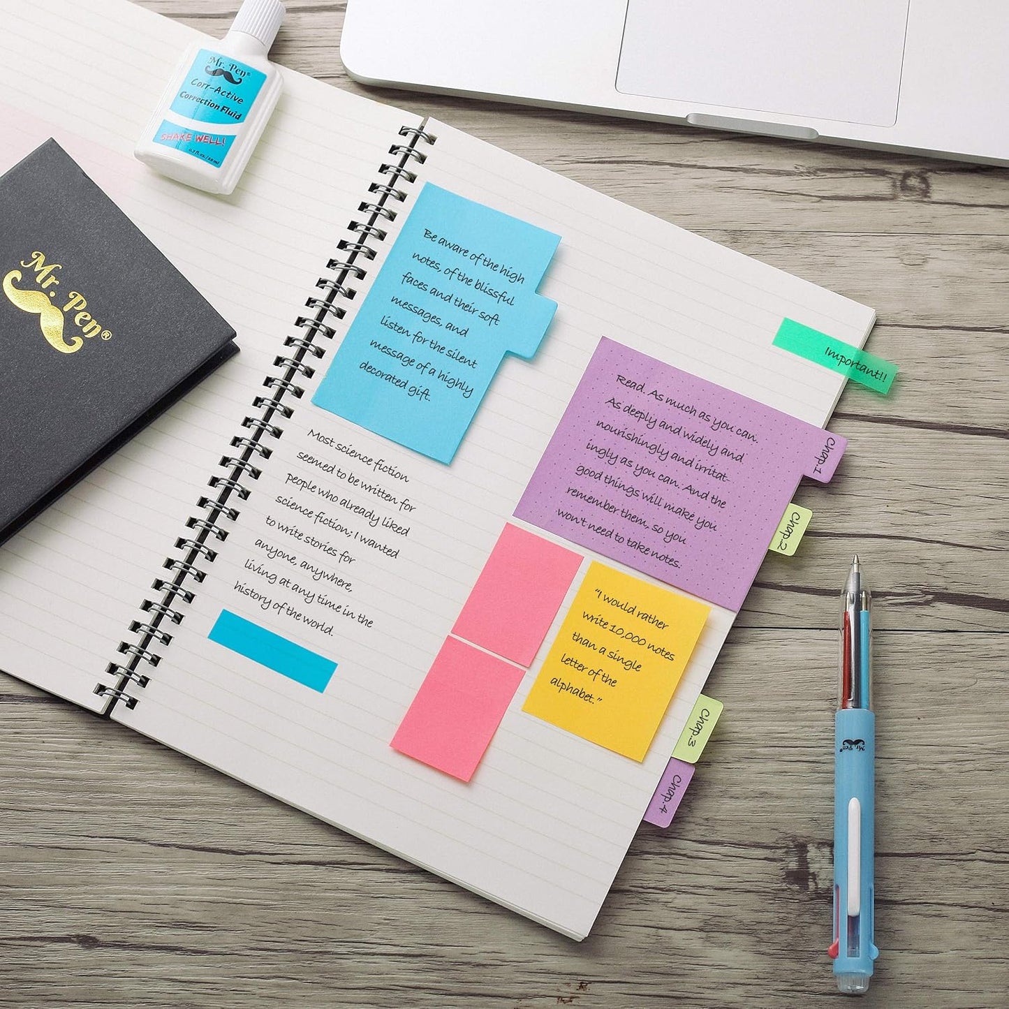 Mr. Pen- Sticky Notes Set, 410 Pack, Ruled, Dotted & Blank Notes | with 150 Index Tabs, Divider Sticky Pads for Bible Study, Office, School, Planning